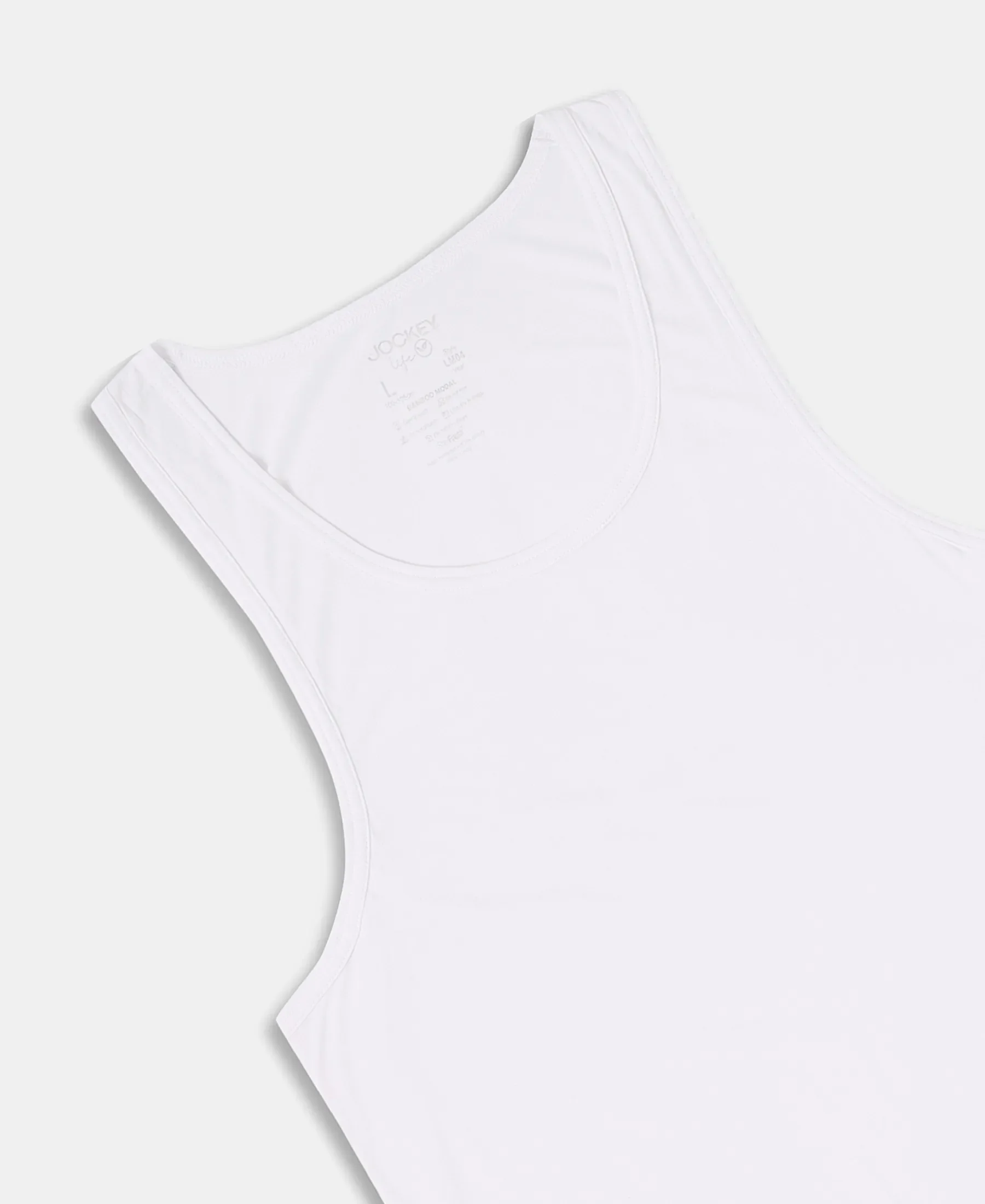 Bamboo And Tencel Modal Blend Sleeveless Vest With Extended Length - White - Image 8
