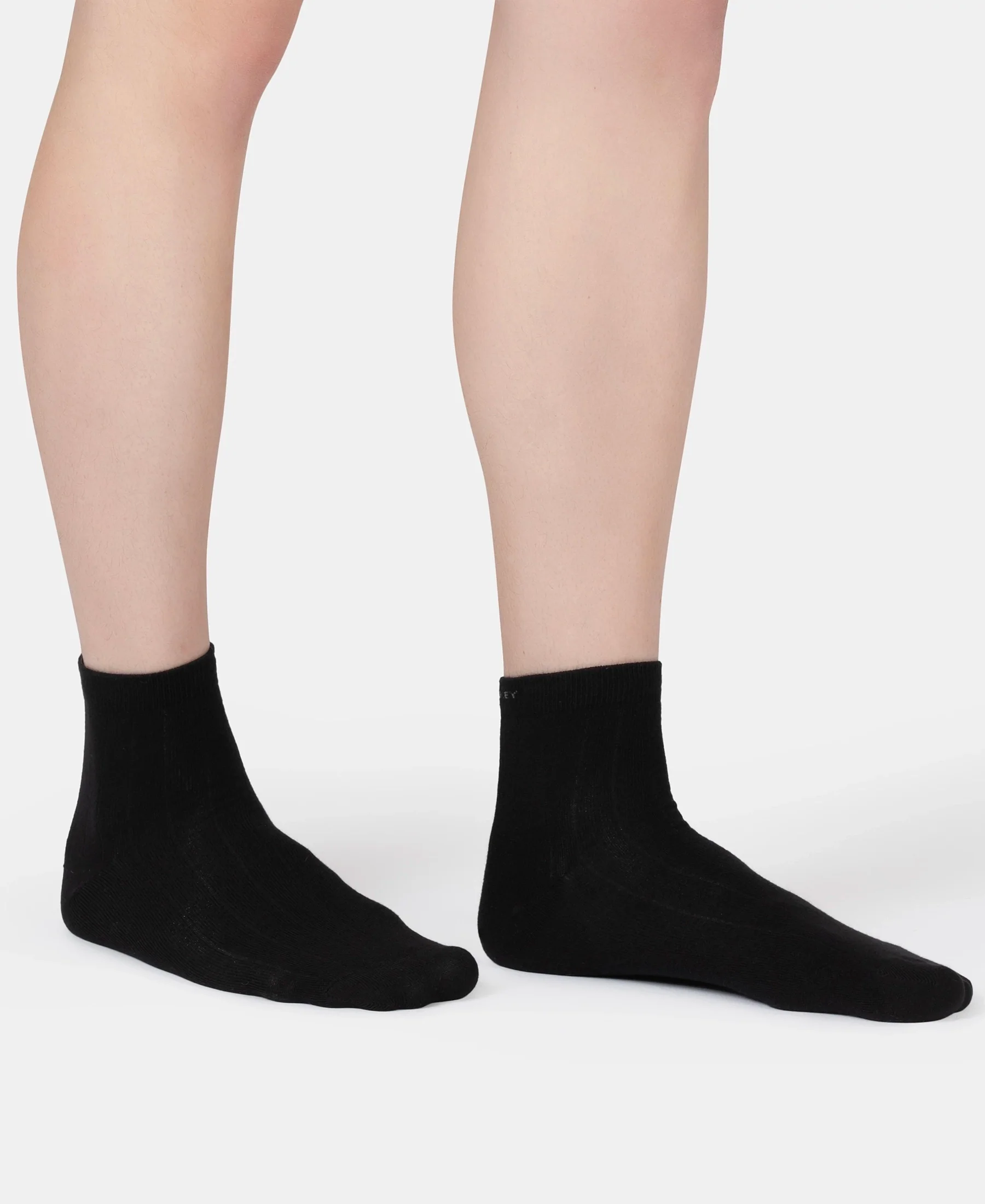 Bamboo Fiber 4 Way Stretch Ankle Length Socks With Stayfresh Treatment - Black - Image 3