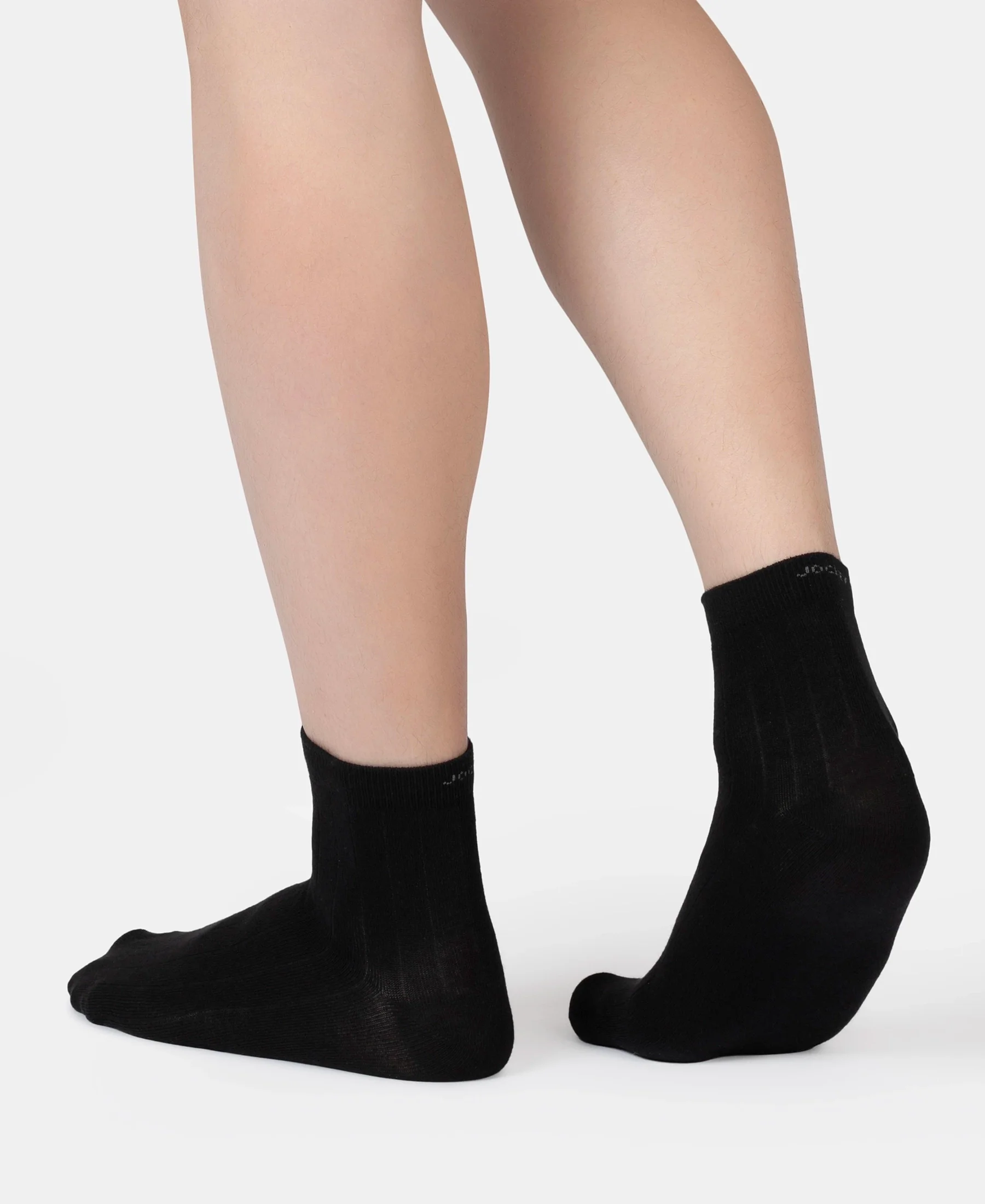 Bamboo Fiber 4 Way Stretch Ankle Length Socks With Stayfresh Treatment - Black - Image 4
