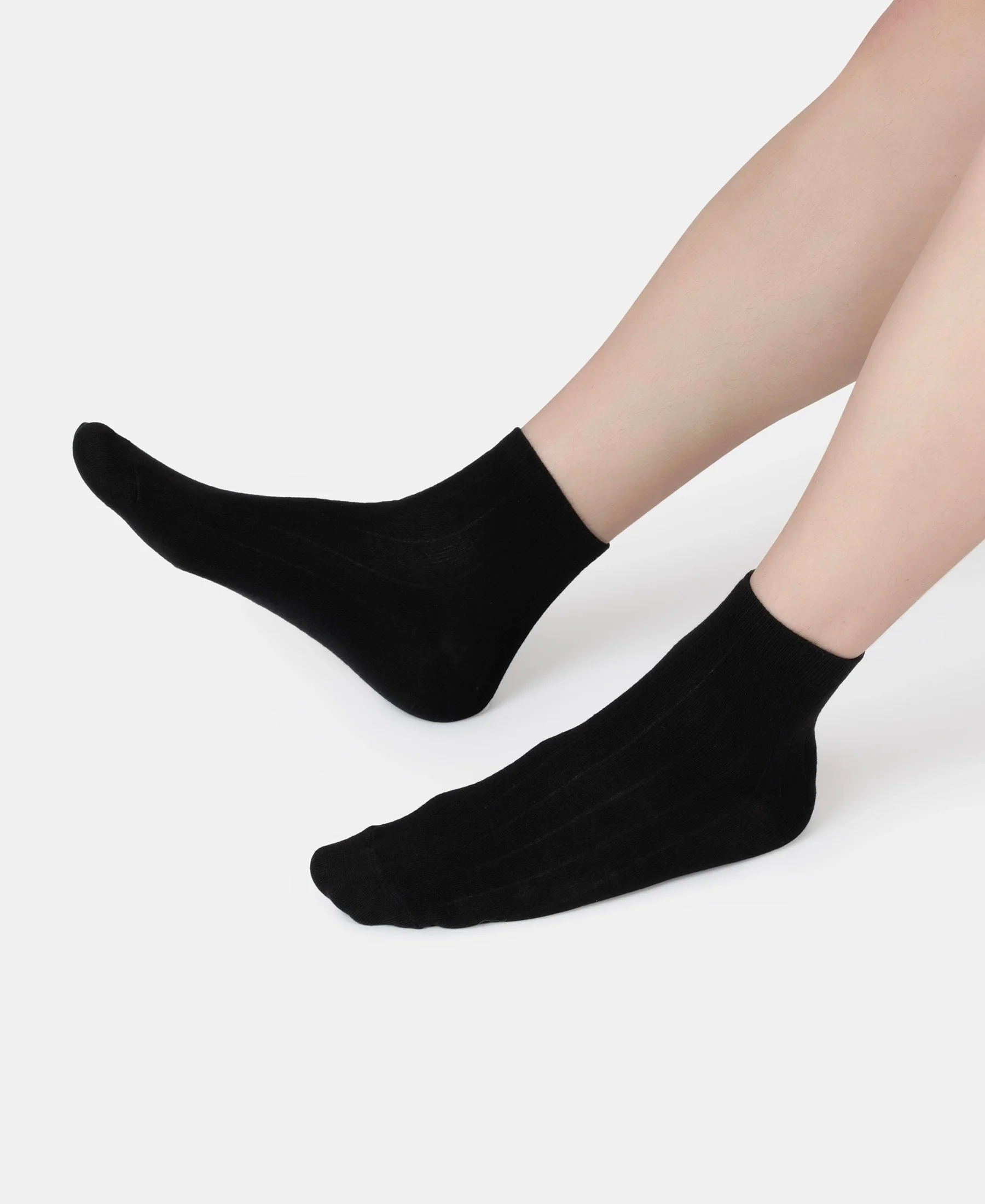 Bamboo Fiber 4 Way Stretch Ankle Length Socks With Stayfresh Treatment - Black - Image 7