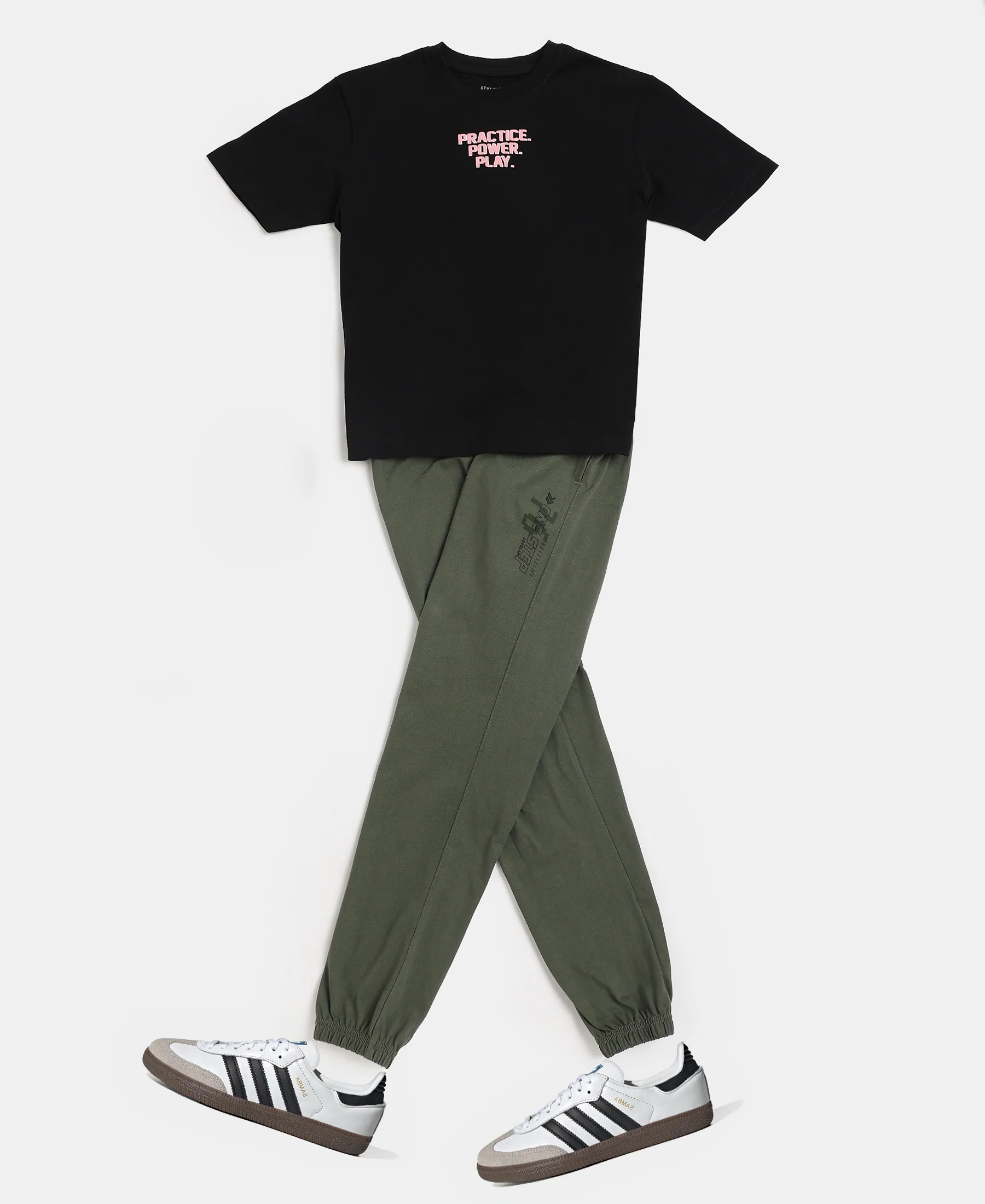 Boy's Super Combed Cotton Rich Graphic Printed Joggers with Elasticated Hem - Thyme - Image 4