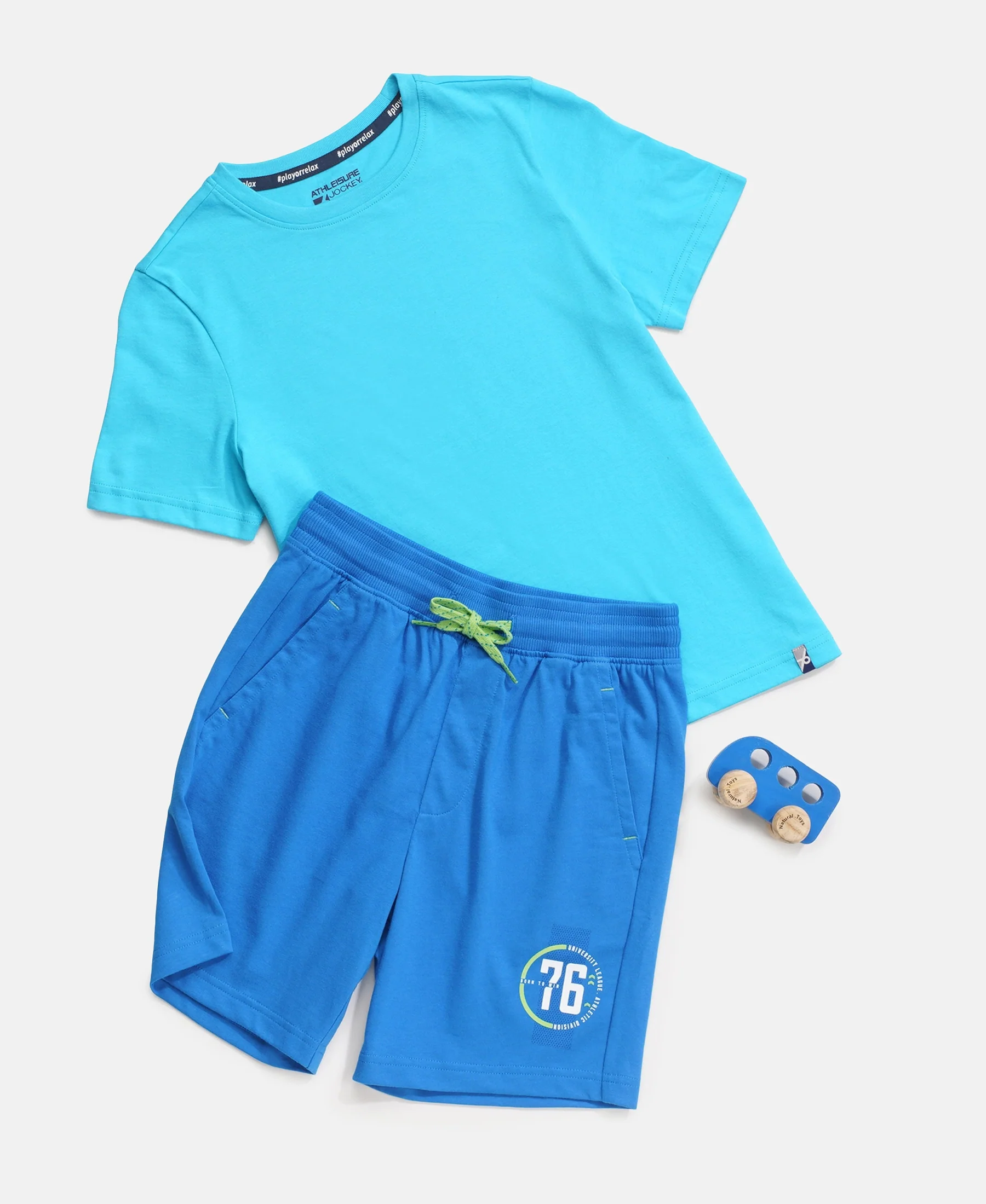 Boy's Super Combed Cotton Round Neck Half Sleeve T-Shirt - Scuba Blue - Image 4