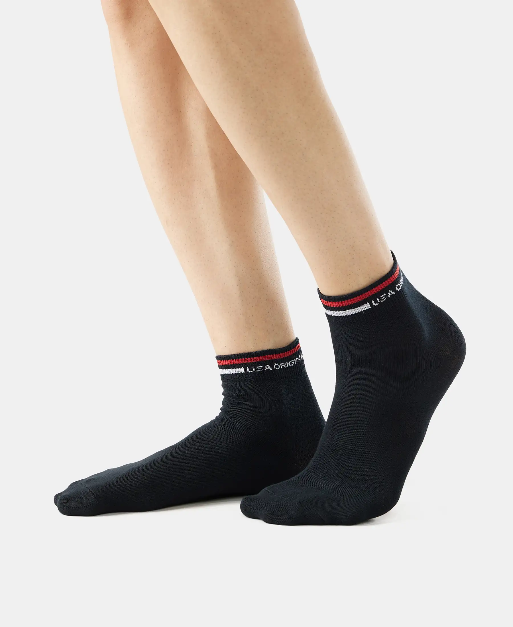 Compact Cotton Elastane Stretch Ankle Length Socks with StayFresh Treatment - Black - Image 3