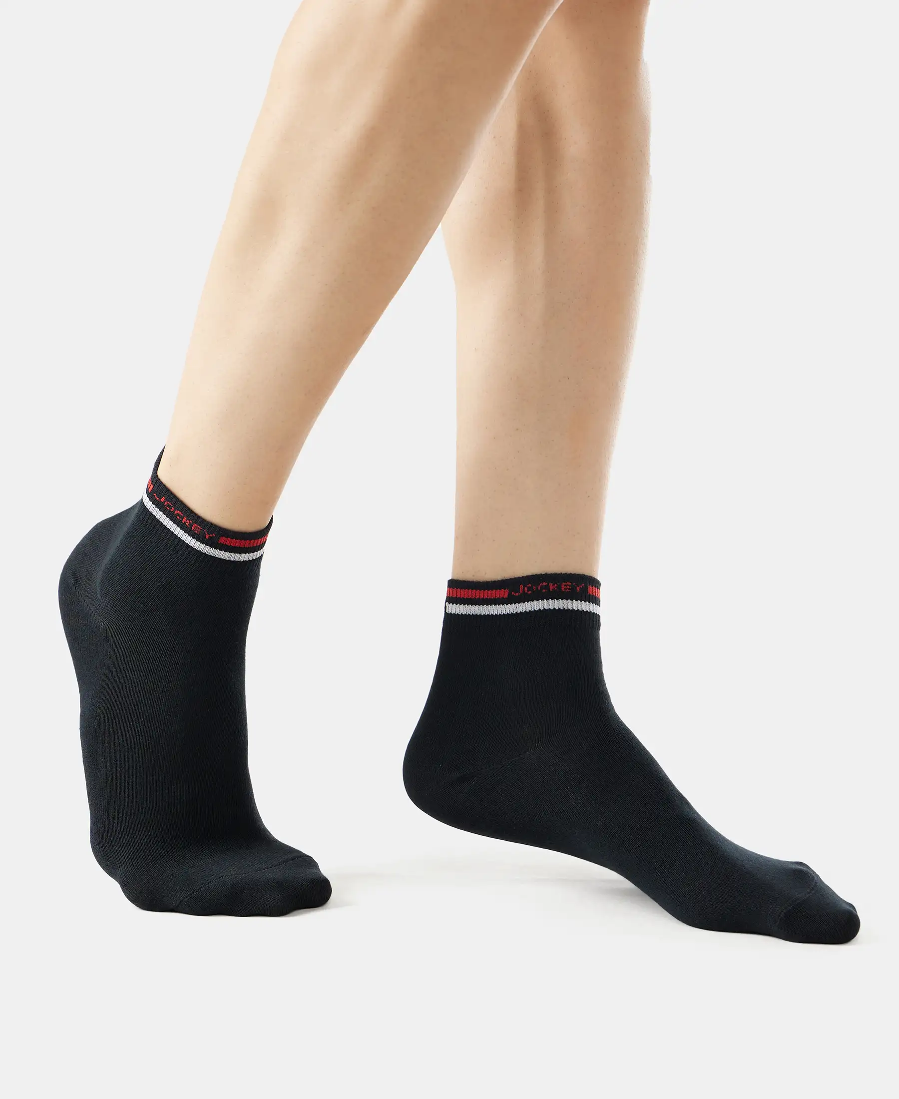 Compact Cotton Elastane Stretch Ankle Length Socks with StayFresh Treatment - Black - Image 4