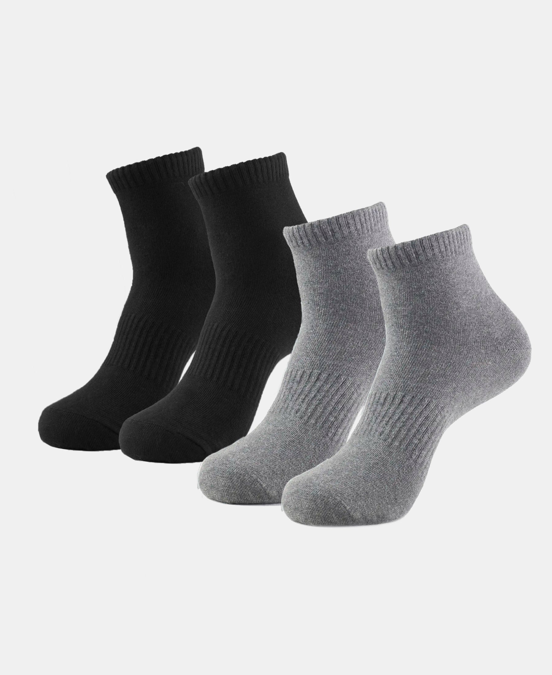 Compact Cotton Elastane Stretch Ankle Length Socks With StayFresh Treatment - Black & Charcoal Melange (Pack of 2) - Image 5