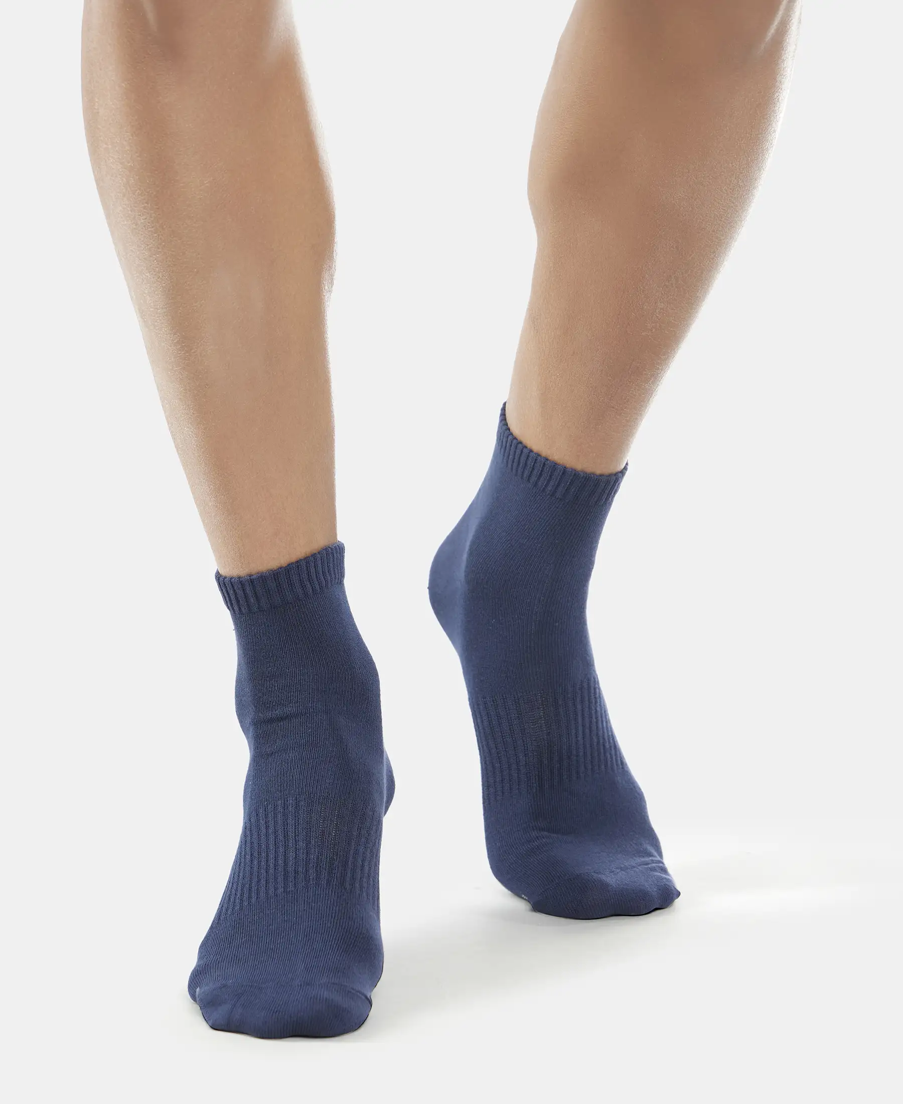 Compact Cotton Elastane Stretch Ankle Length Socks With StayFresh Treatment - Black & Navy (Pack of 2) - Image 10