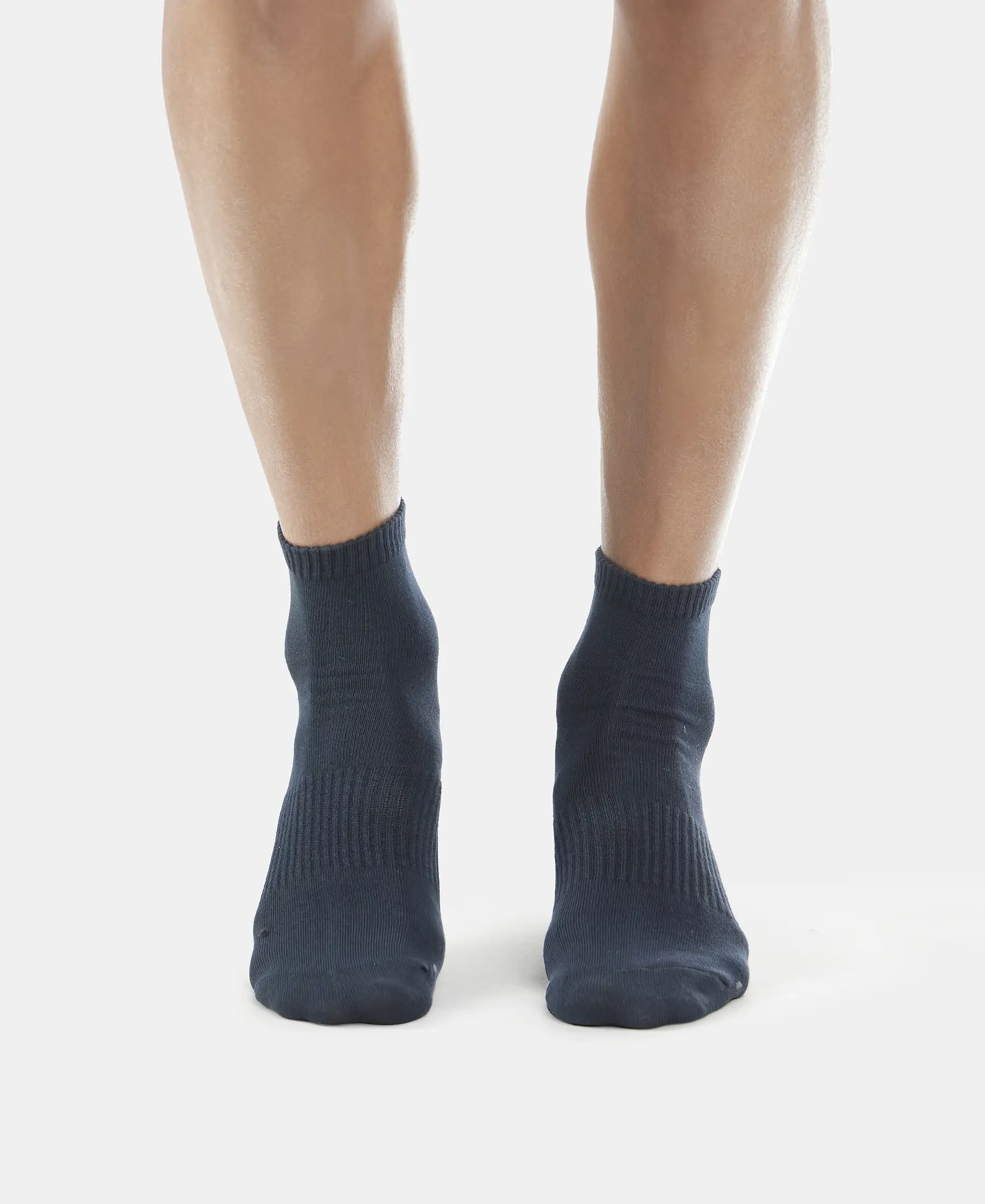 Compact Cotton Elastane Stretch Ankle Length Socks With StayFresh Treatment - Black & Navy (Pack of 2) - Image 2