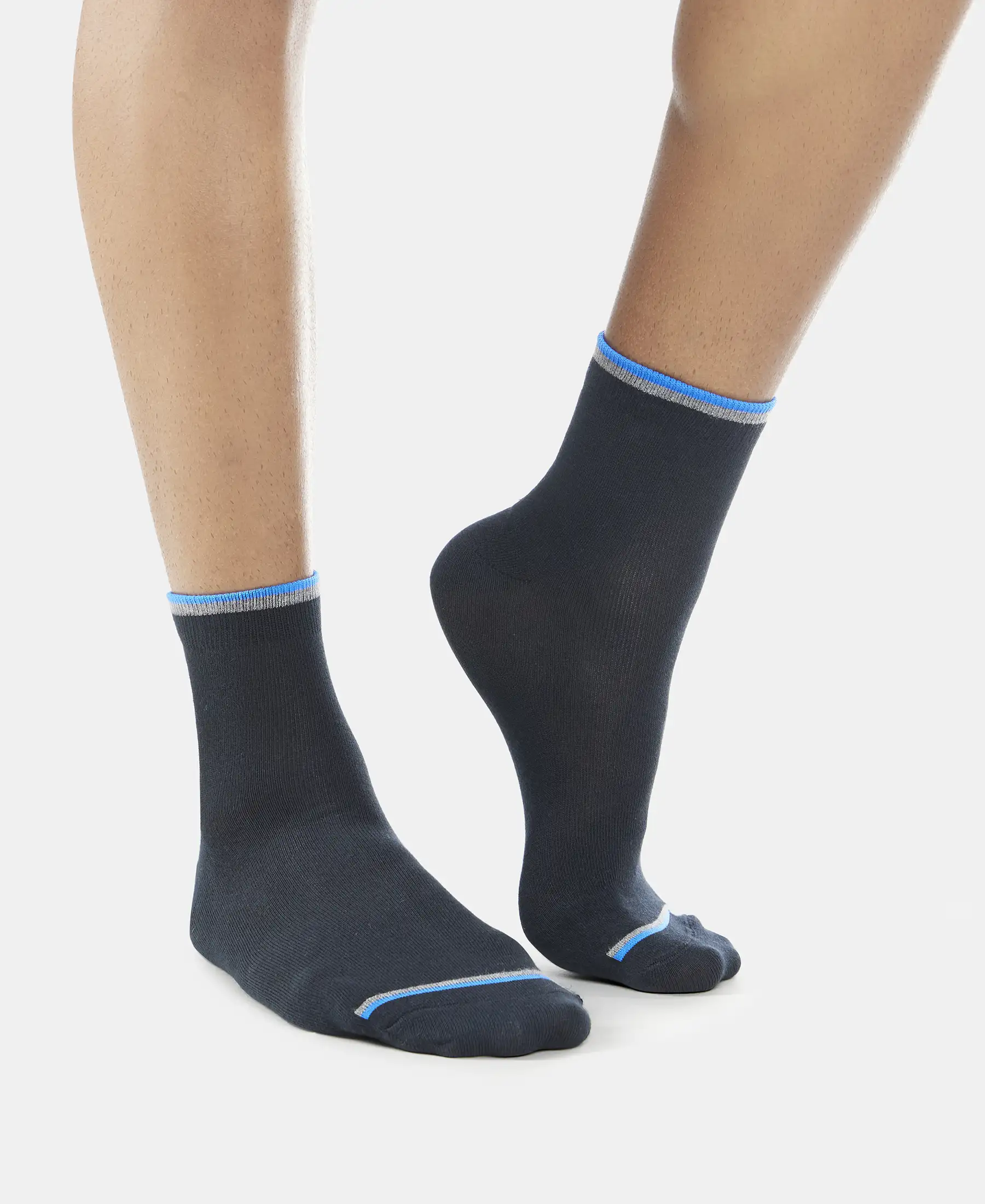 Compact Cotton Elastane Stretch Ankle Length Socks With StayFresh Treatment - Black (Pack of 2) - Image 3