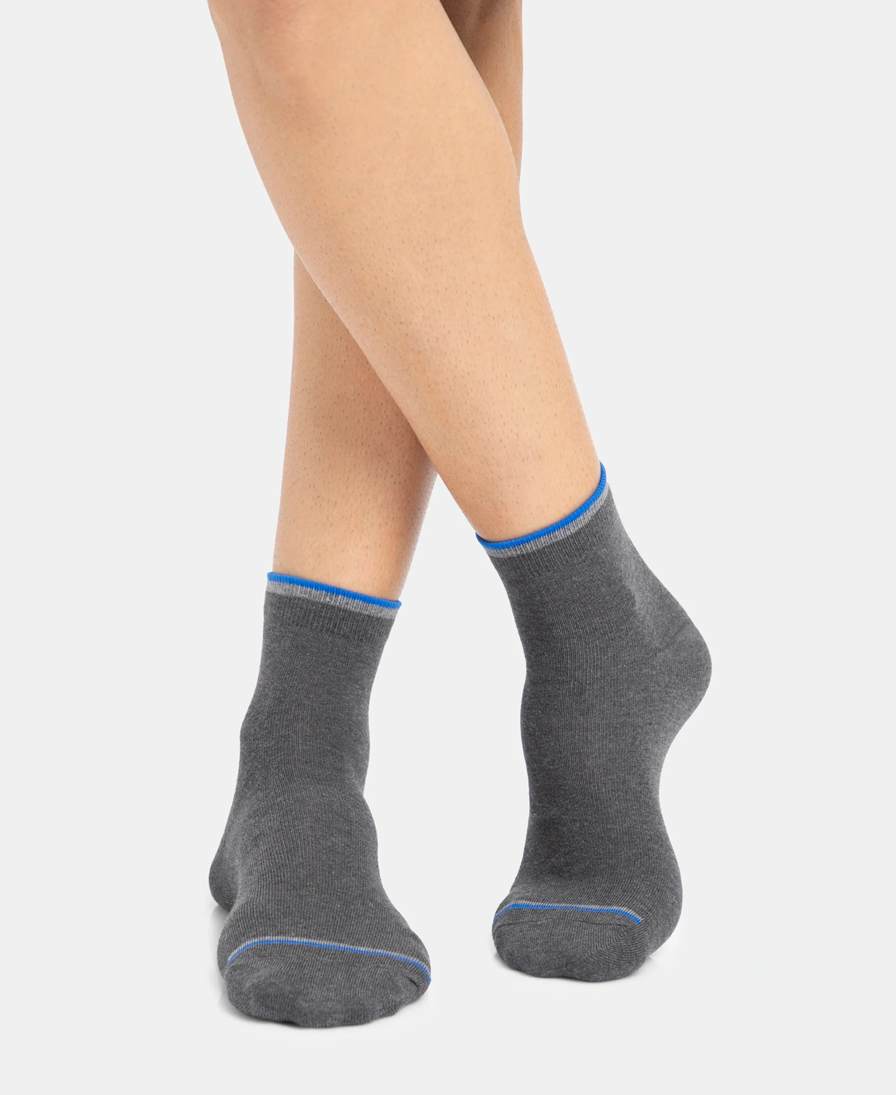Compact Cotton Elastane Stretch Ankle Length Socks With StayFresh Treatment - Charcoal Melange (Pack of 2) - Image 9