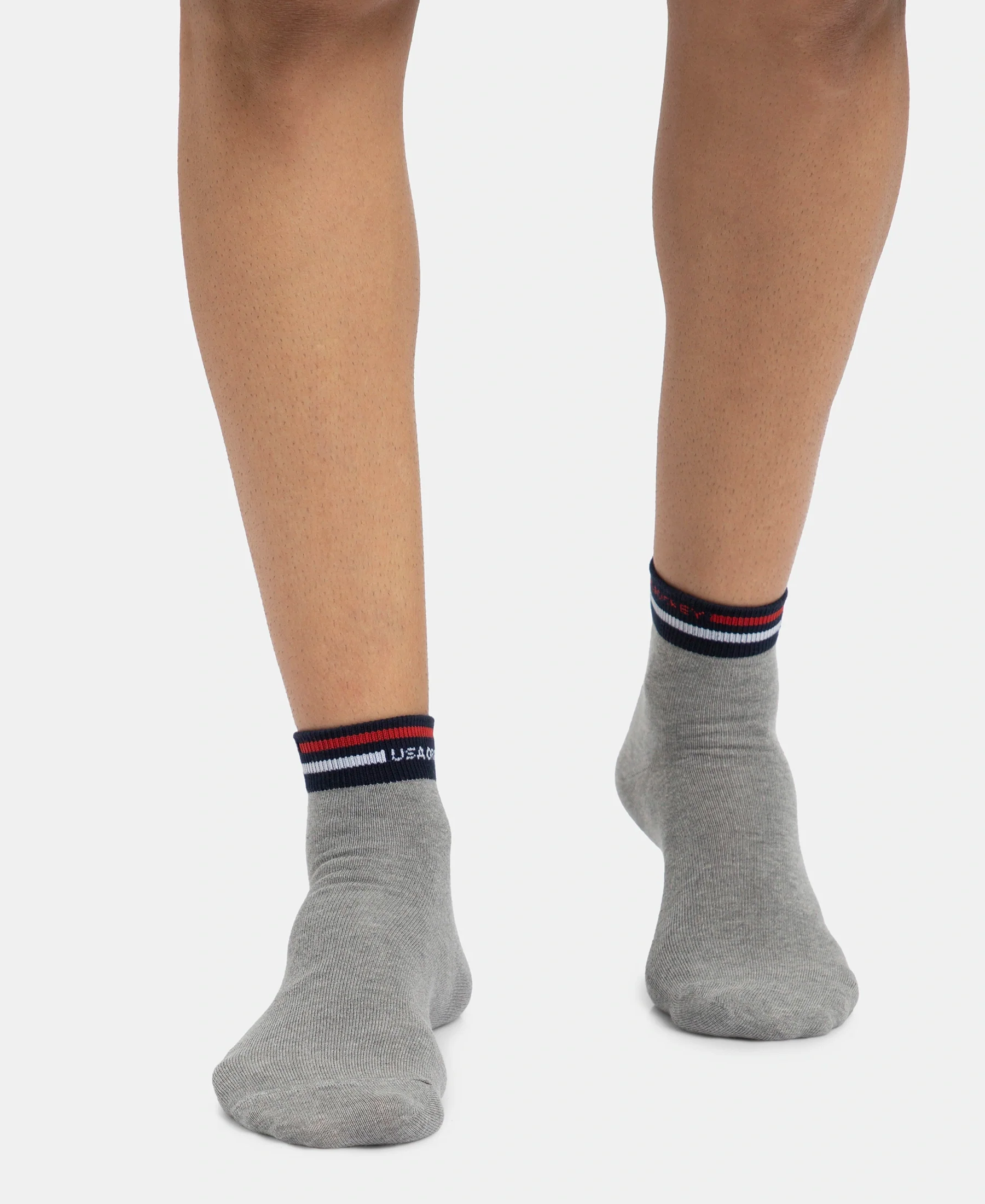 Compact Cotton Elastane Stretch Ankle Length Socks with StayFresh Treatment - Grey Melange - Image 2