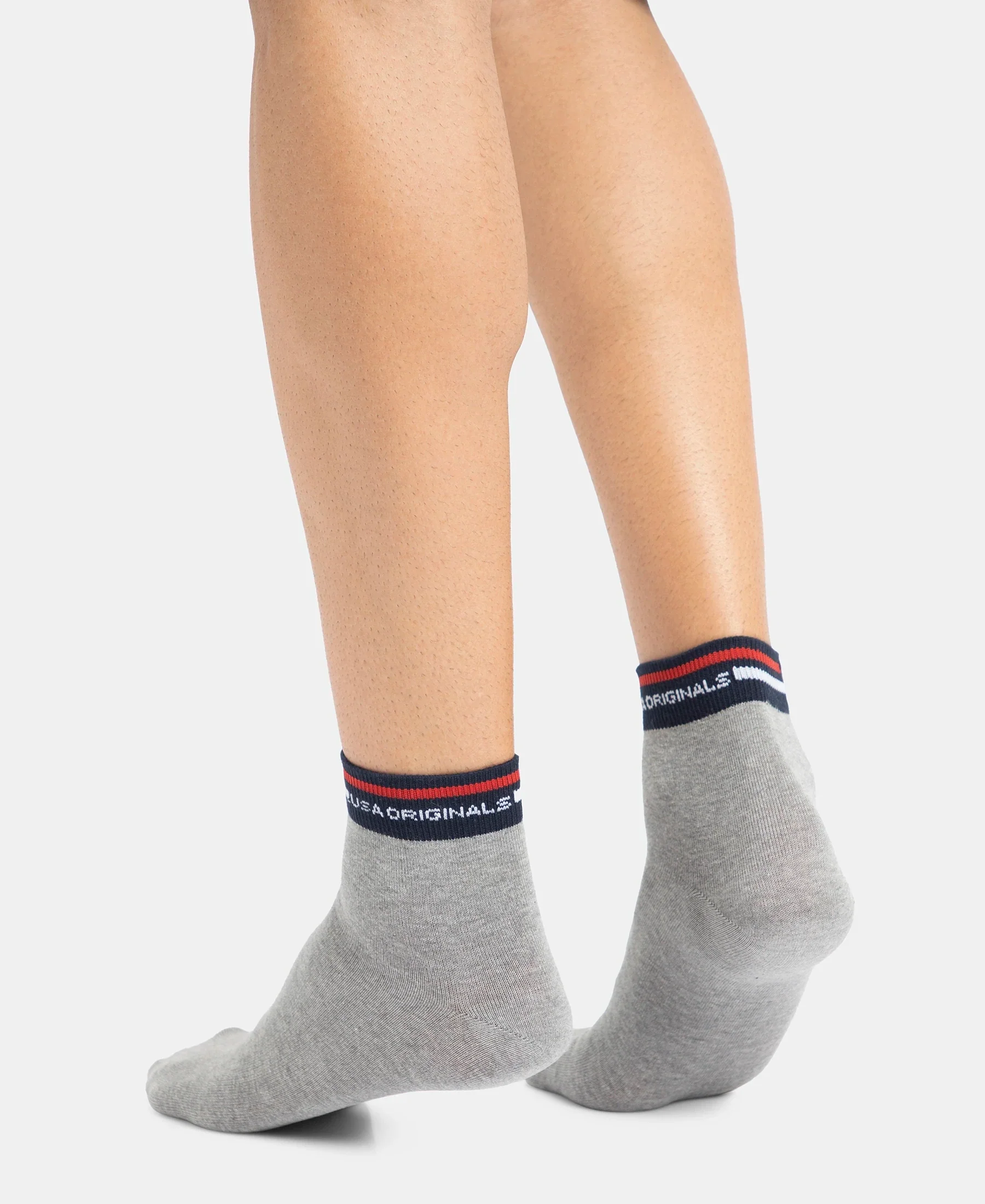 Compact Cotton Elastane Stretch Ankle Length Socks with StayFresh Treatment - Grey Melange - Image 4