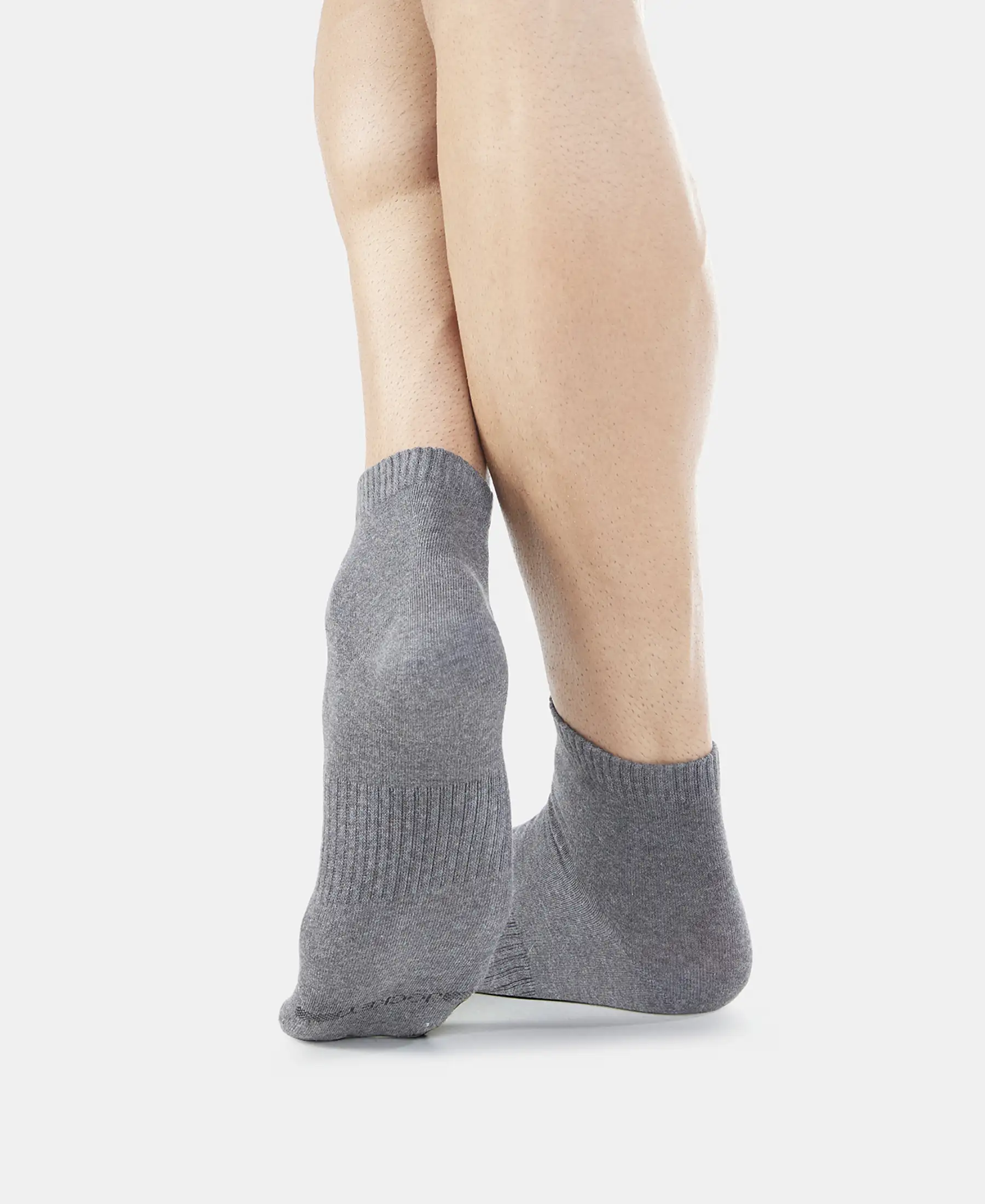 Compact Cotton Elastane Stretch Ankle Length Socks With StayFresh Treatment - Navy & Charcoal Melange (Pack of 2) - Image 10