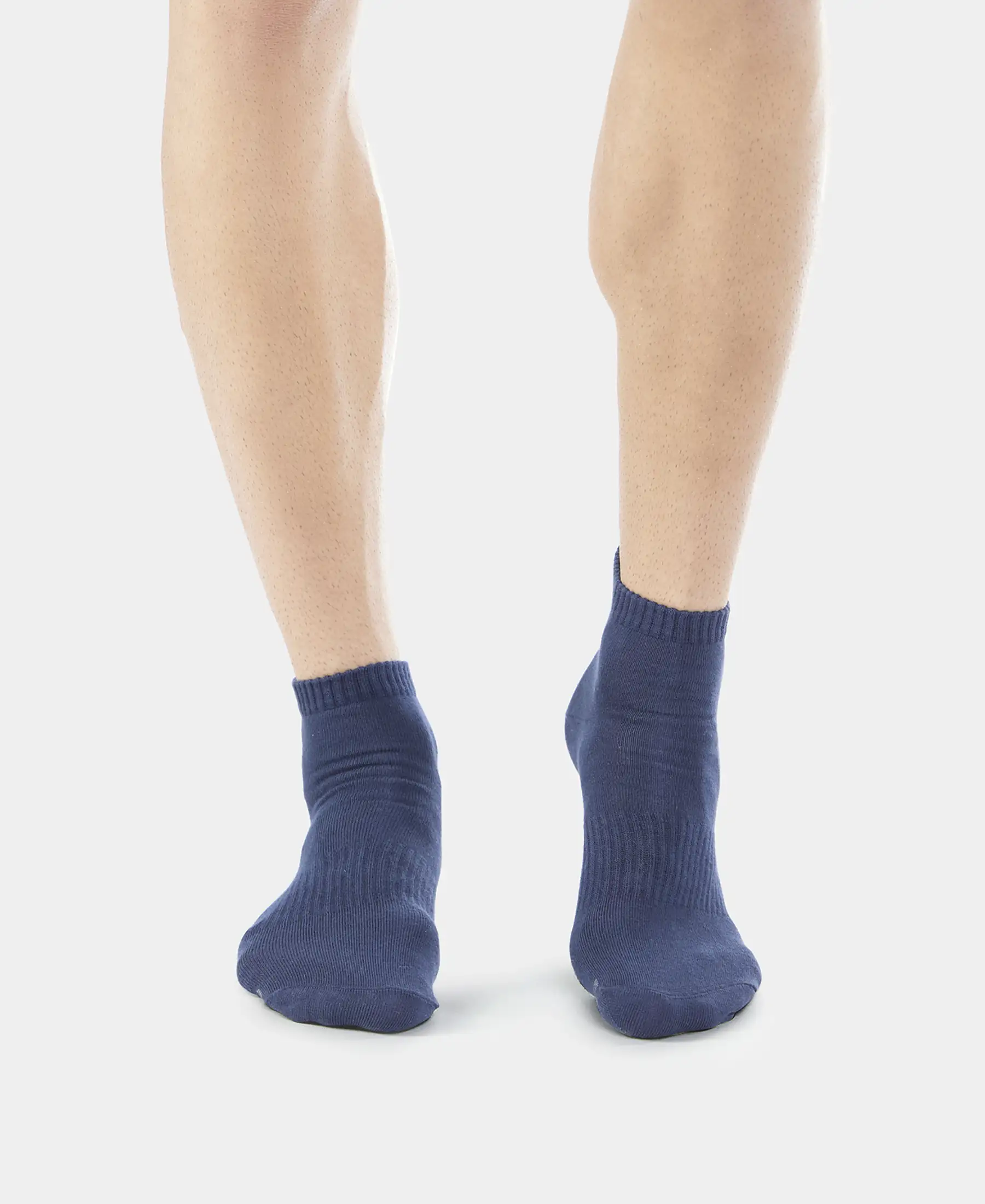 Compact Cotton Elastane Stretch Ankle Length Socks With StayFresh Treatment - Navy & Charcoal Melange (Pack of 2) - Image 2