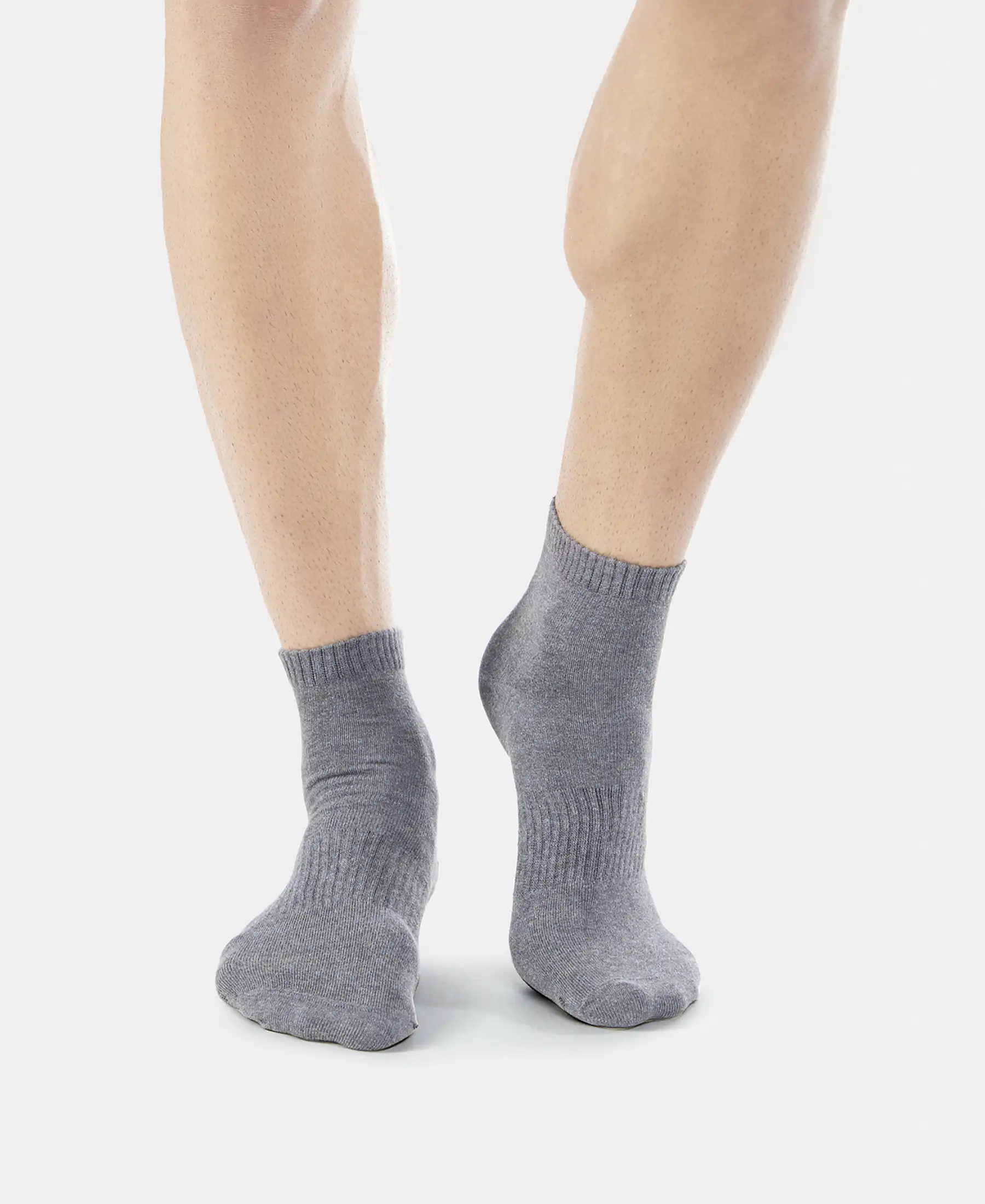 Compact Cotton Elastane Stretch Ankle Length Socks With StayFresh Treatment - Navy & Charcoal Melange (Pack of 2) - Image 3