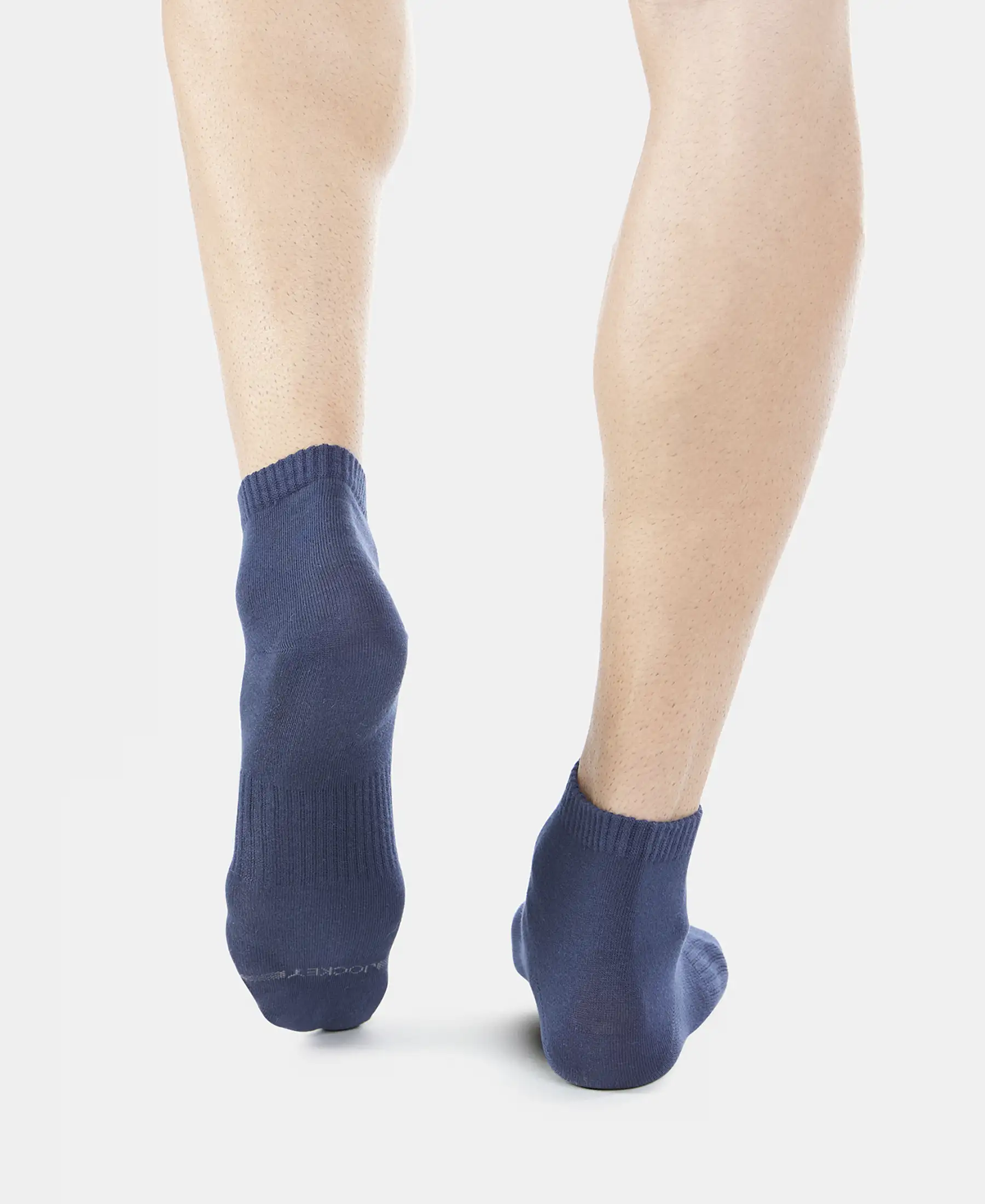 Compact Cotton Elastane Stretch Ankle Length Socks With StayFresh Treatment - Navy & Charcoal Melange (Pack of 2) - Image 7