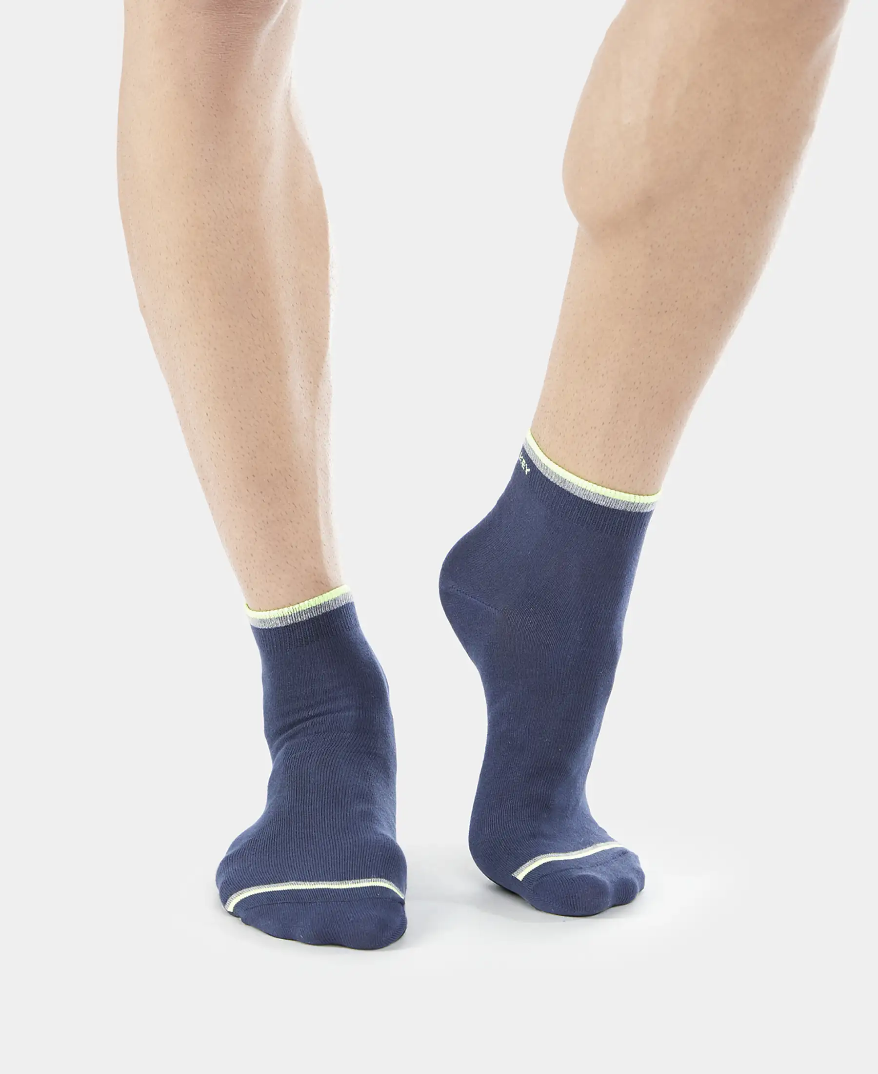 Compact Cotton Elastane Stretch Ankle Length Socks With StayFresh Treatment - Navy (Pack of 2) - Image 2