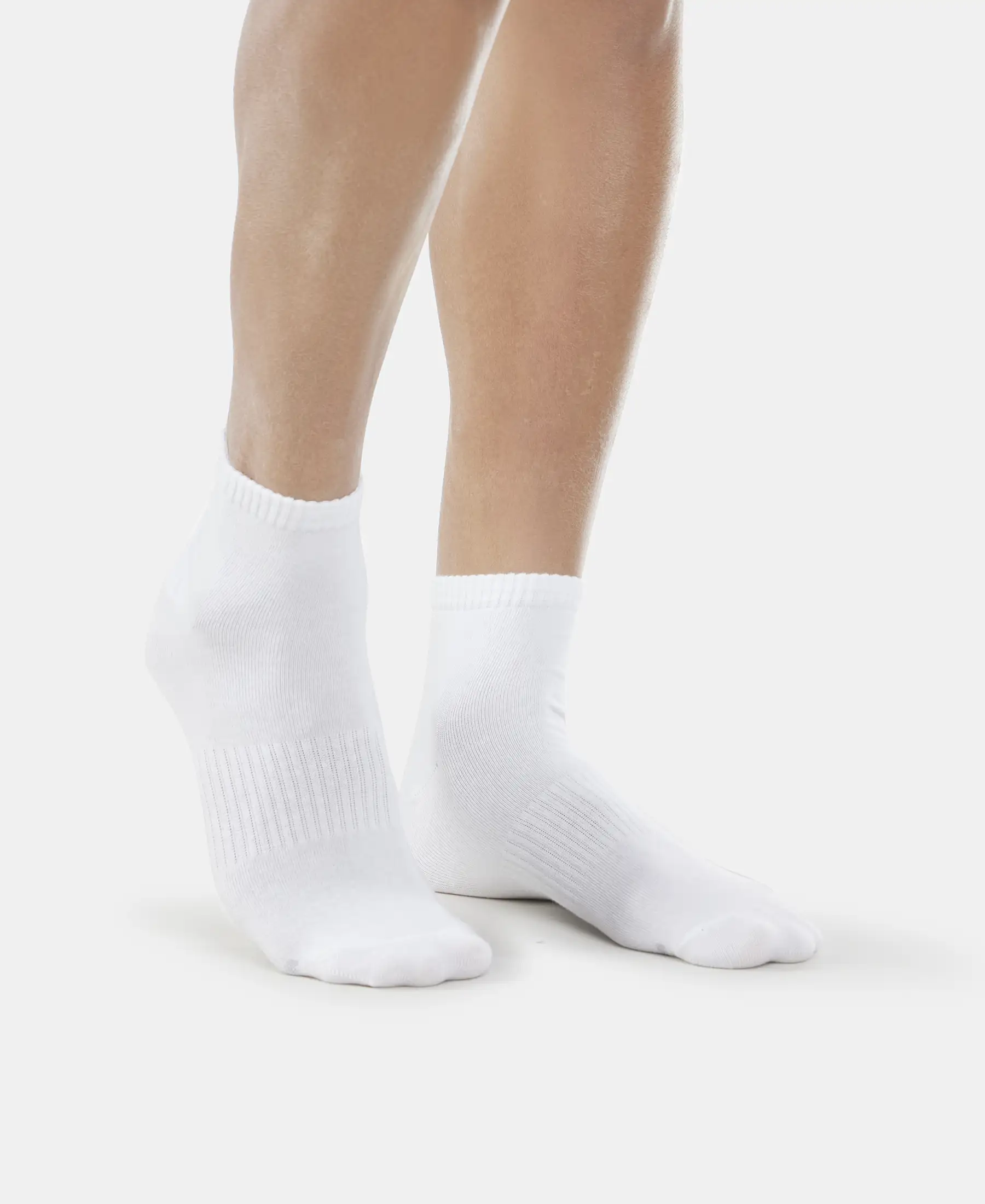 Compact Cotton Elastane Stretch Ankle Length Socks With StayFresh Treatment - White - Image 3
