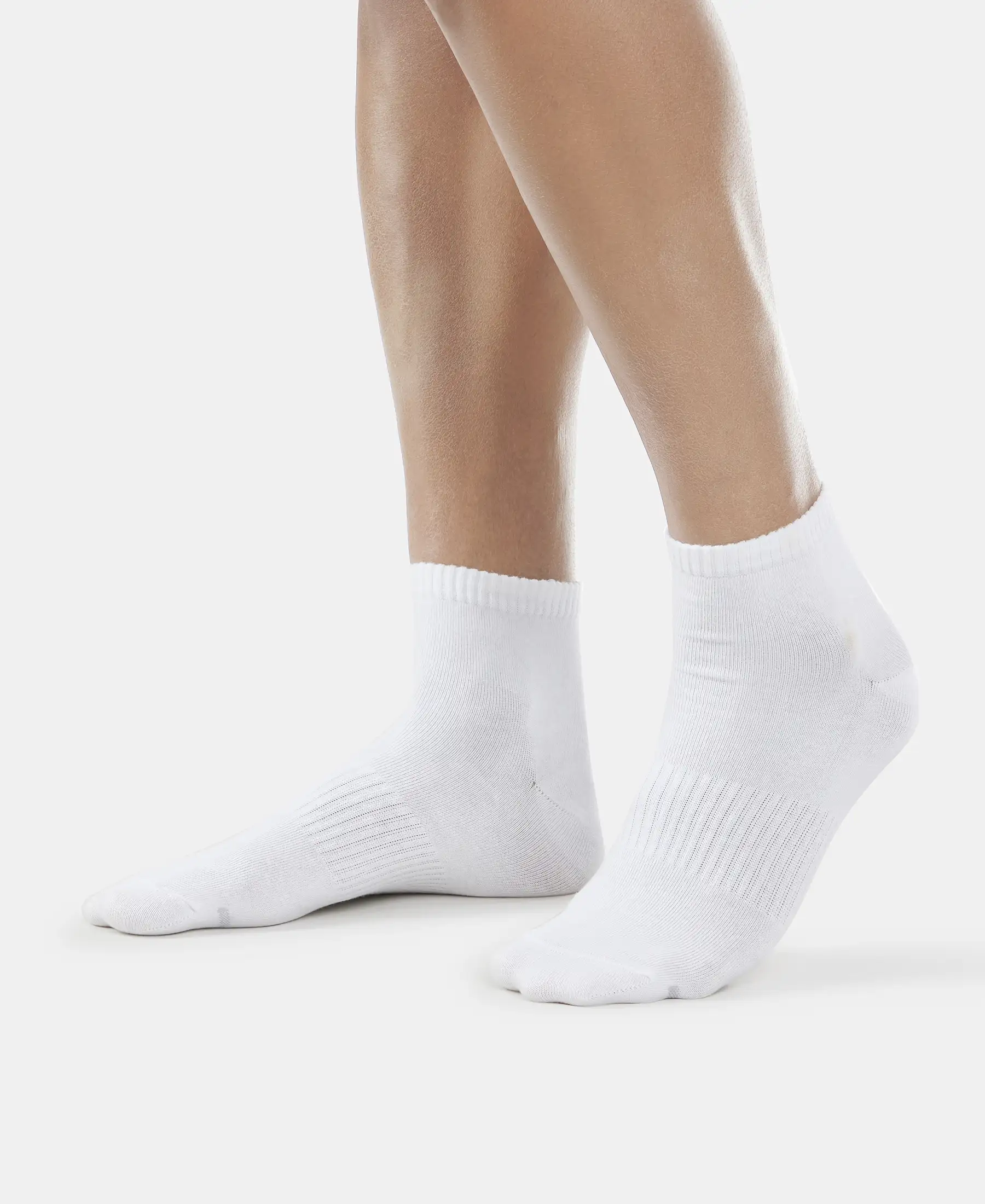 Compact Cotton Elastane Stretch Ankle Length Socks With StayFresh Treatment - White - Image 4
