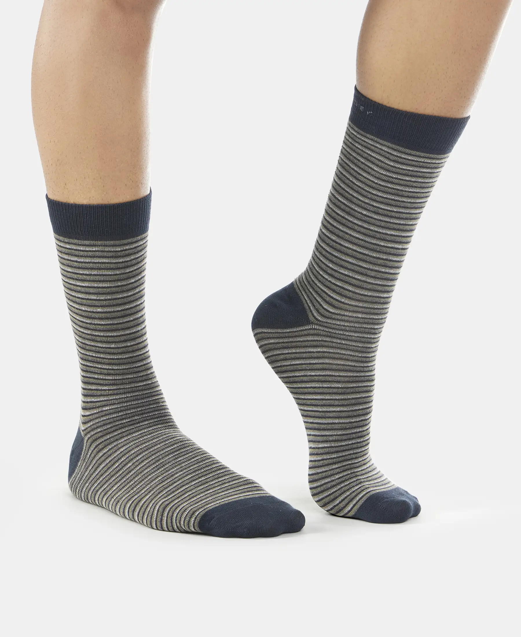 Compact Cotton Elastane Stretch Crew Length Socks with StayFresh Treatment - Black (Pack of 3) - Image 12