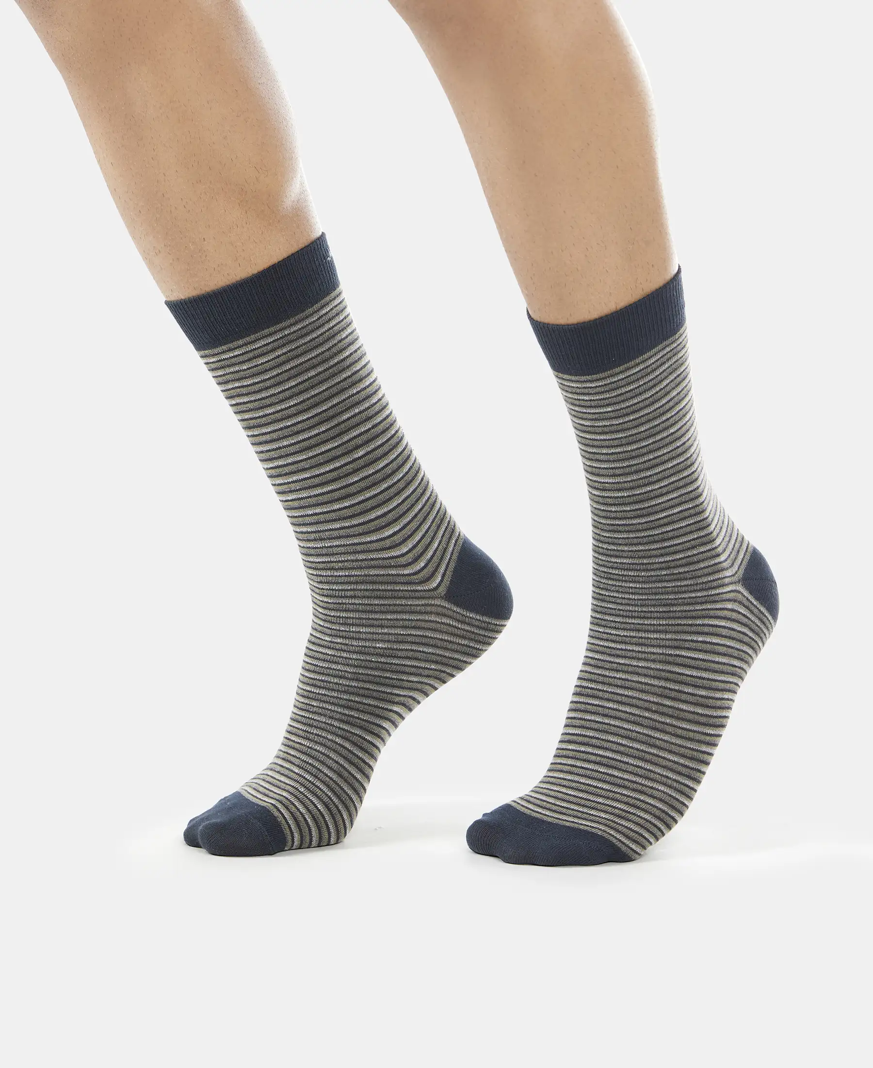 Compact Cotton Elastane Stretch Crew Length Socks with StayFresh Treatment - Black (Pack of 3) - Image 14