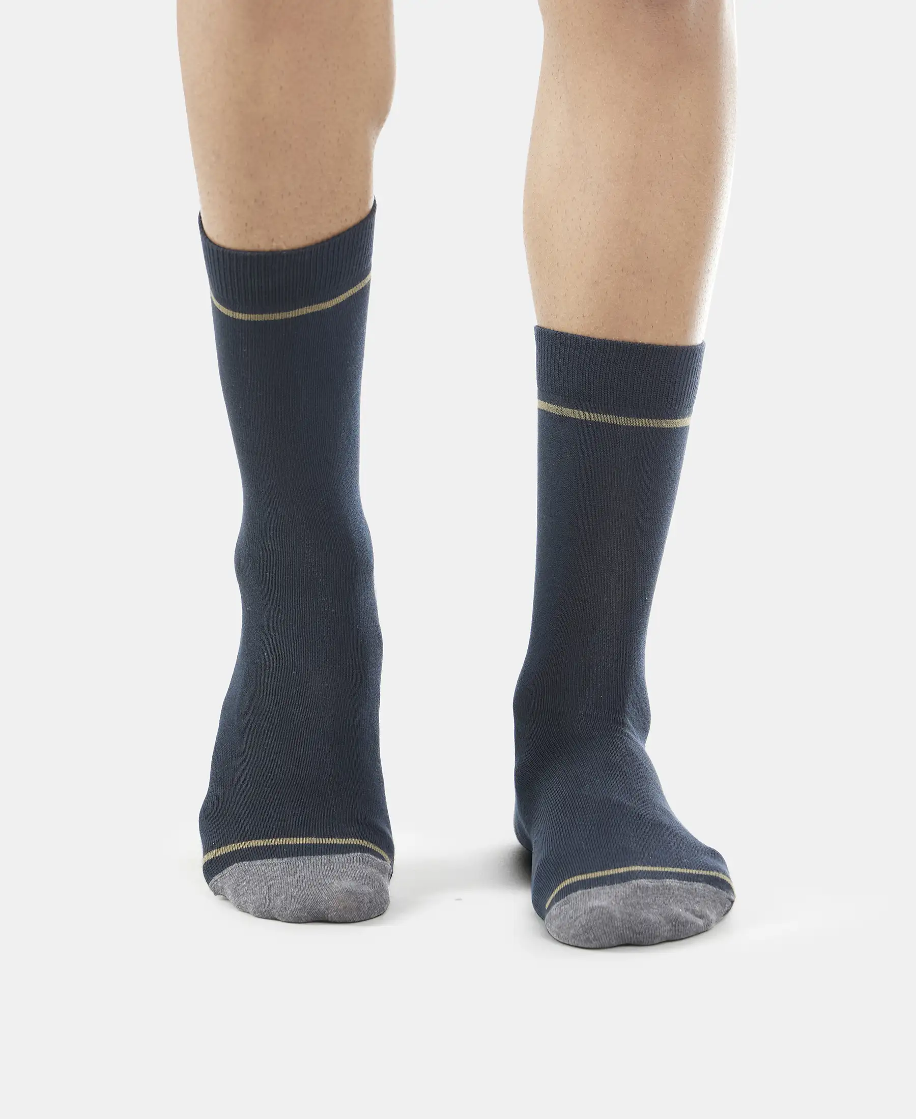 Compact Cotton Elastane Stretch Crew Length Socks with StayFresh Treatment - Black (Pack of 3) - Image 2