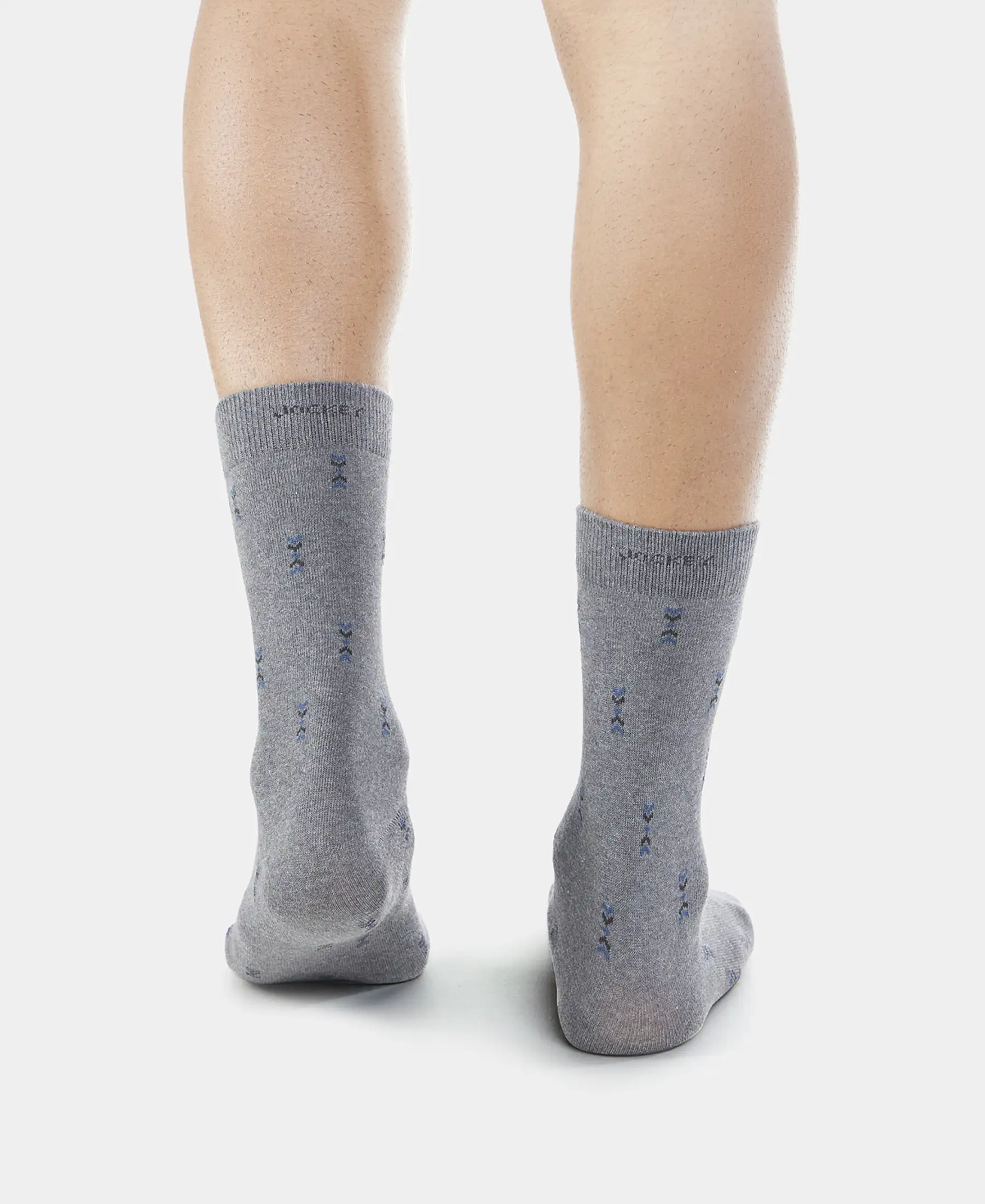 Compact Cotton Elastane Stretch Crew Length Socks with StayFresh Treatment - Charcoal Melange (Pack of 3) - Image 4