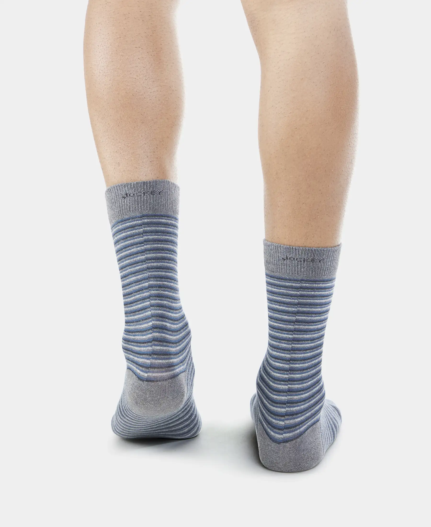 Compact Cotton Elastane Stretch Crew Length Socks with StayFresh Treatment - Charcoal Melange (Pack of 3) - Image 9