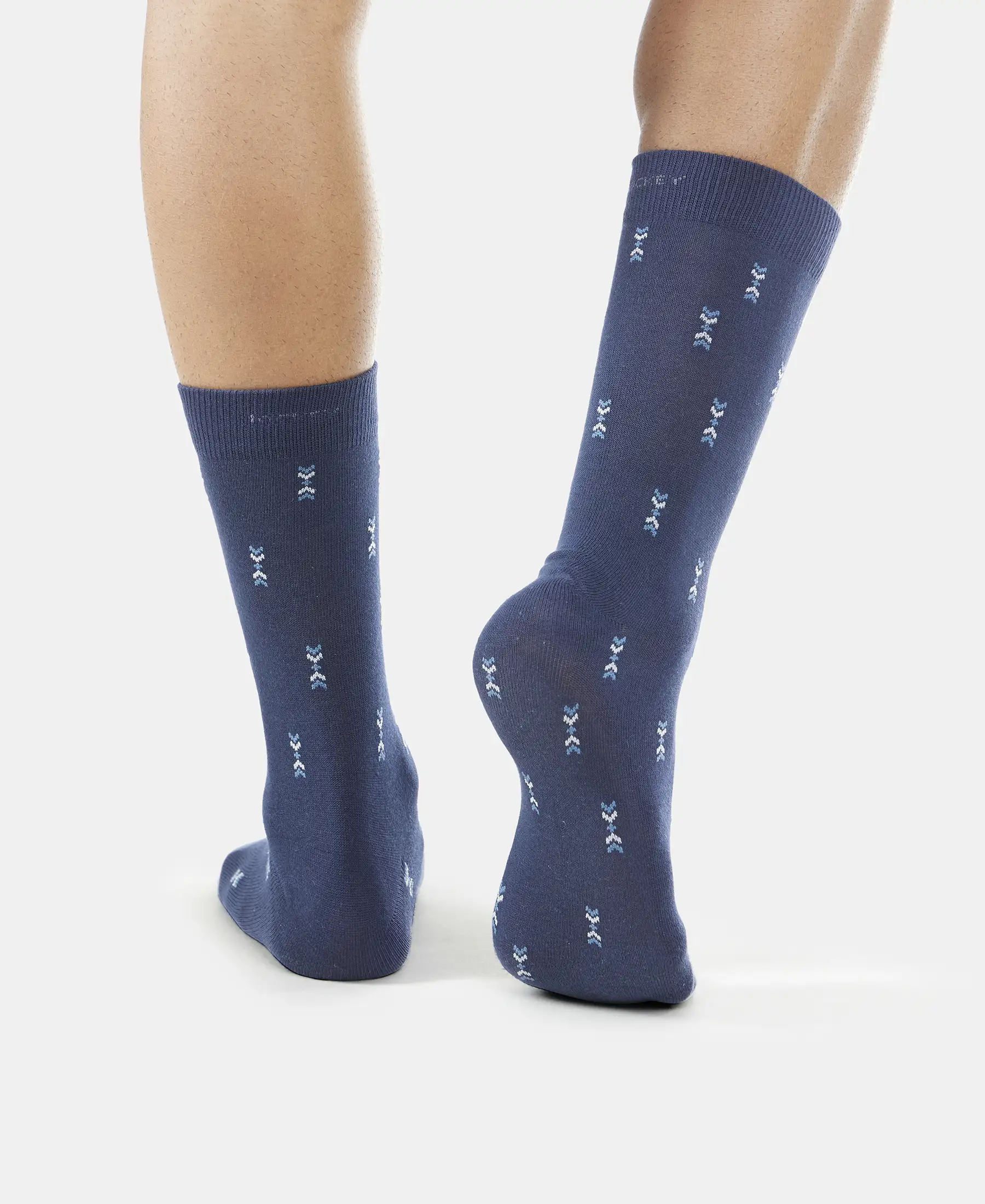 Compact Cotton Elastane Stretch Crew Length Socks with StayFresh Treatment - Navy (Pack of 3) - Image 13