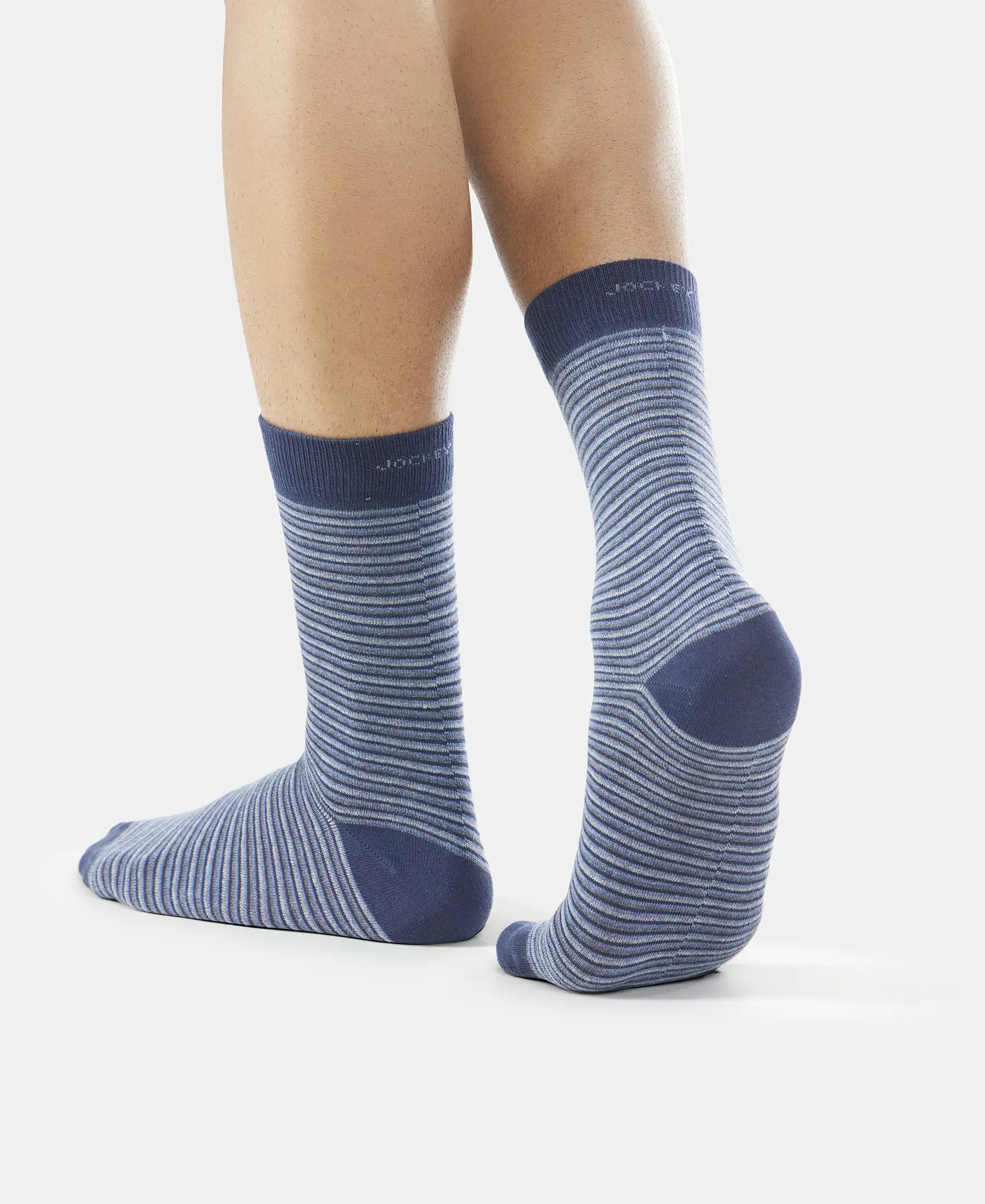 Compact Cotton Elastane Stretch Crew Length Socks with StayFresh Treatment - Navy (Pack of 3) - Image 9