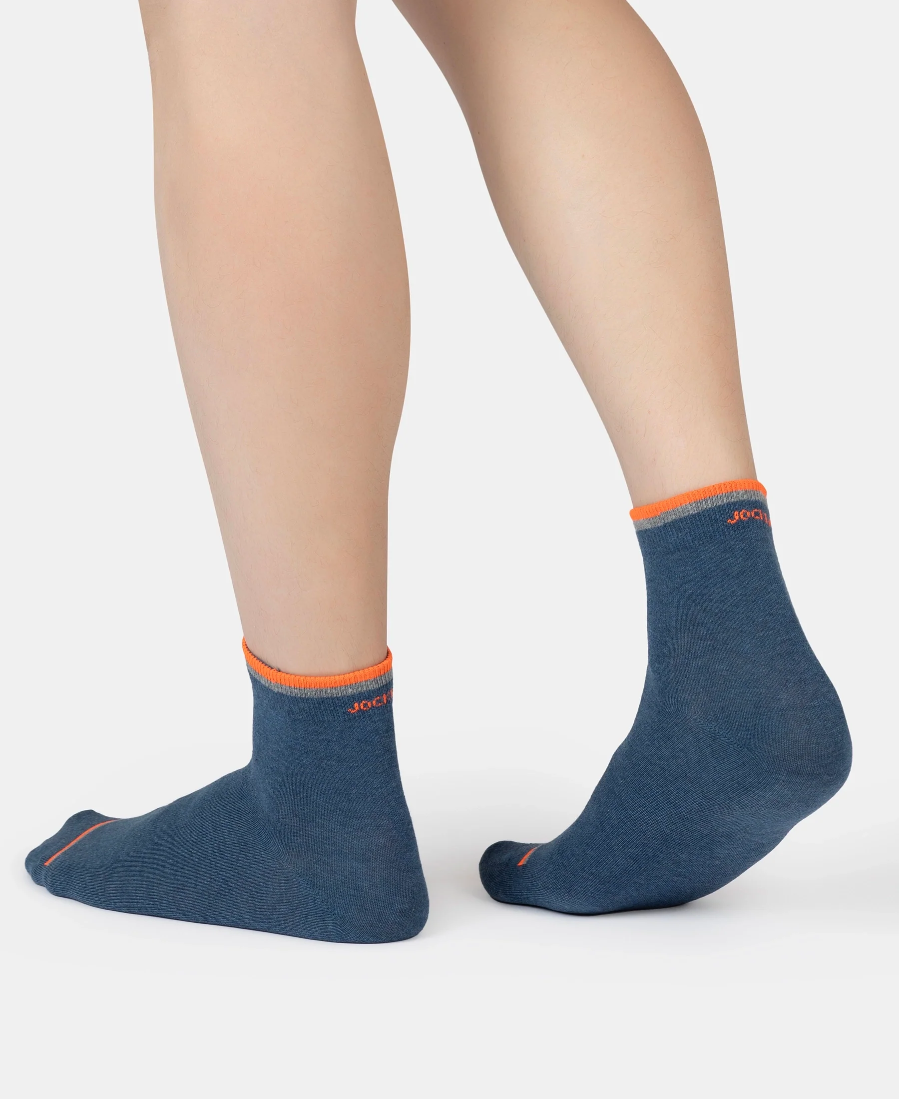 Compact Cotton Elastane Stretch Ankle Length Socks With StayFresh Treatment - Denim Melange (Pack of 2) - Image 10