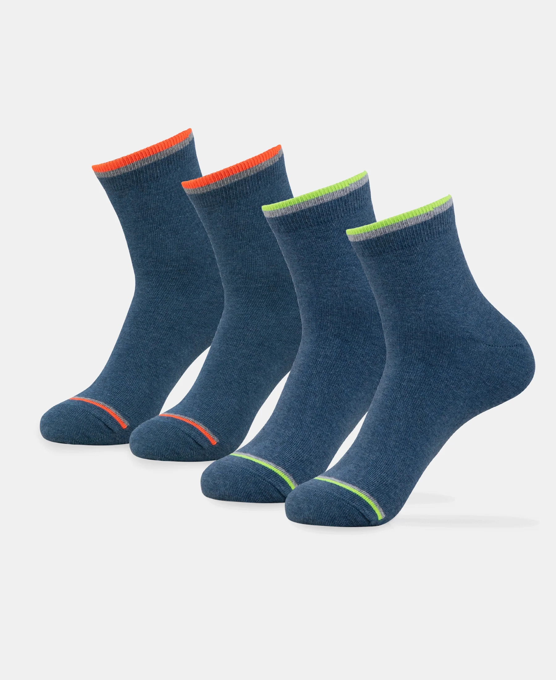 Compact Cotton Elastane Stretch Ankle Length Socks With StayFresh Treatment - Denim Melange (Pack of 2) - Image 5