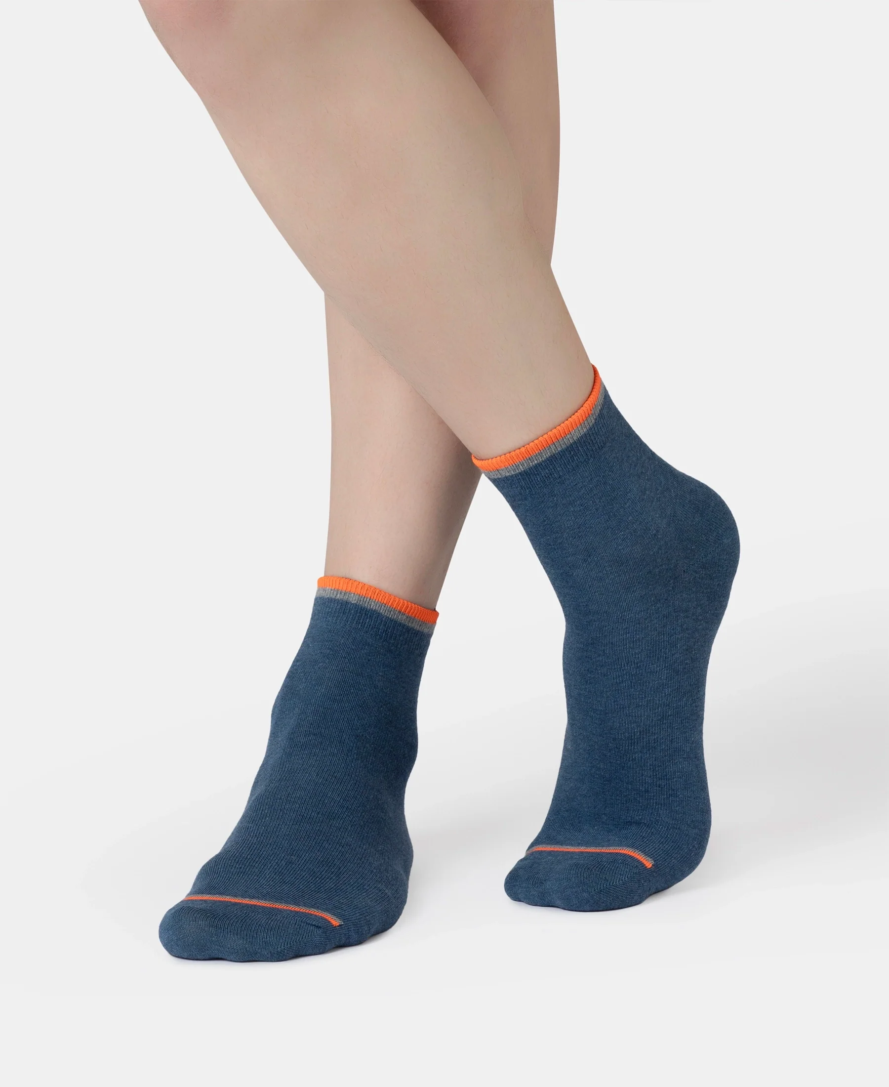 Compact Cotton Elastane Stretch Ankle Length Socks With StayFresh Treatment - Denim Melange (Pack of 2) - Image 7