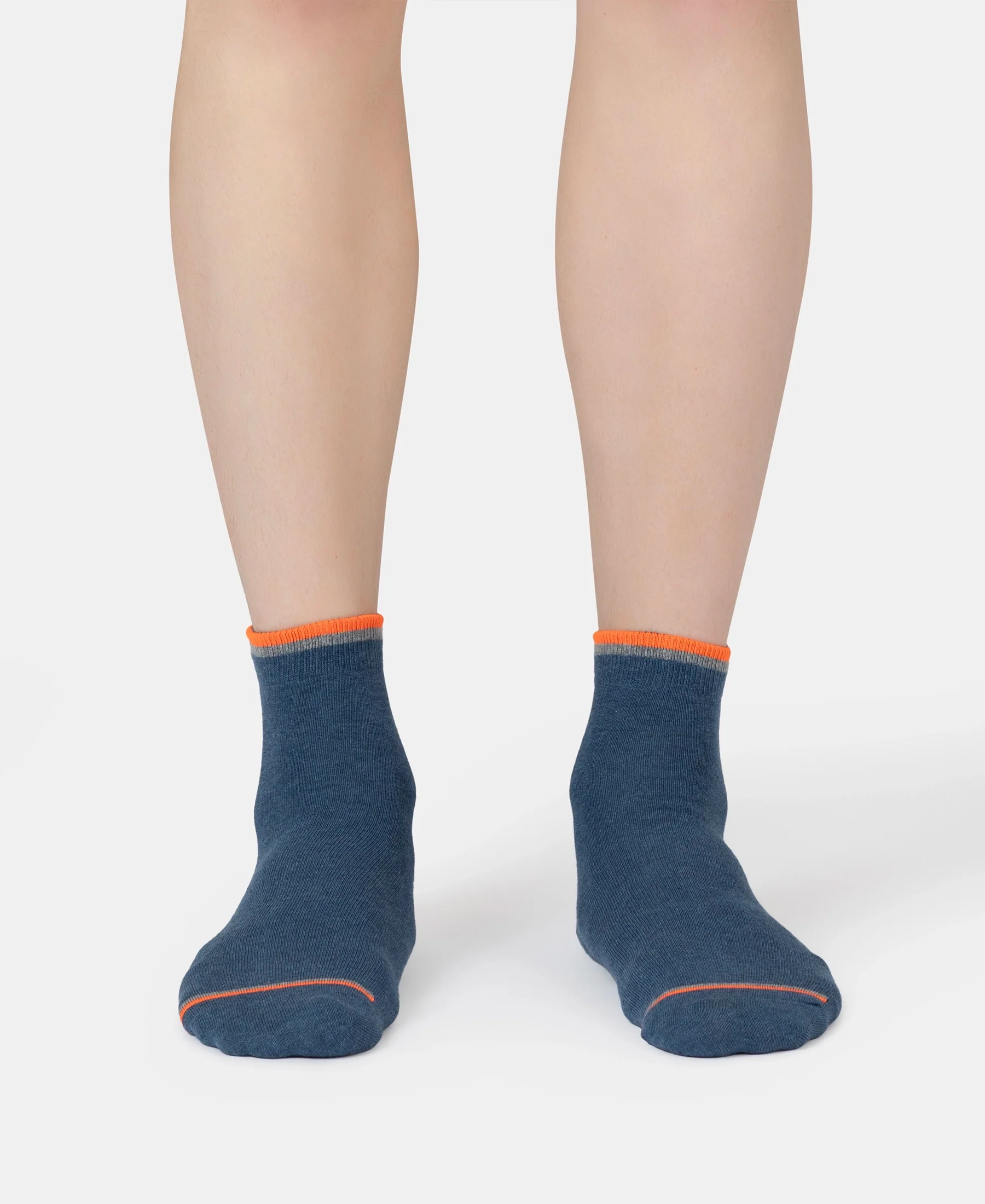 Compact Cotton Elastane Stretch Ankle Length Socks With StayFresh Treatment - Denim Melange (Pack of 2) - Image 8