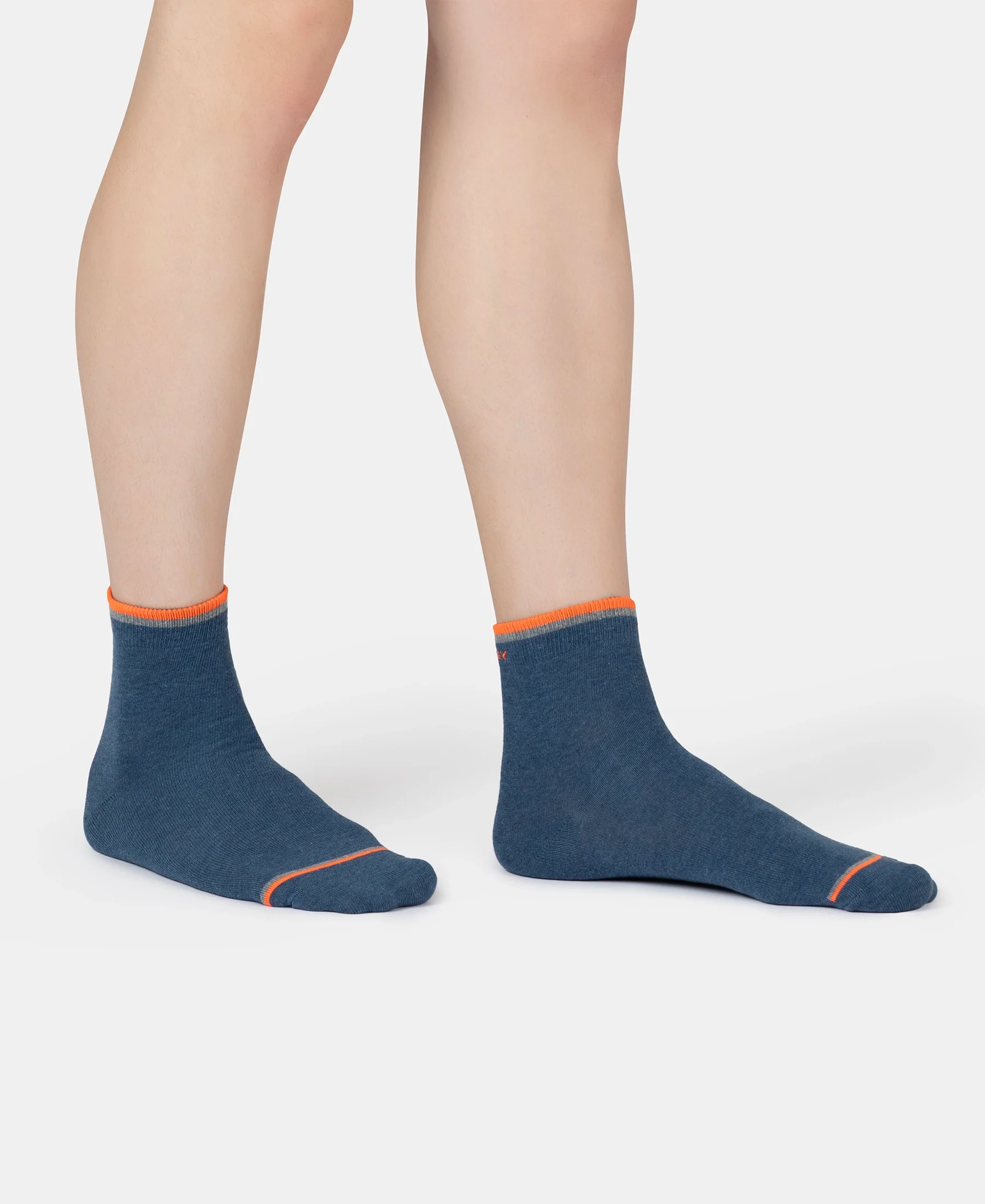 Compact Cotton Elastane Stretch Ankle Length Socks With StayFresh Treatment - Denim Melange (Pack of 2) - Image 9