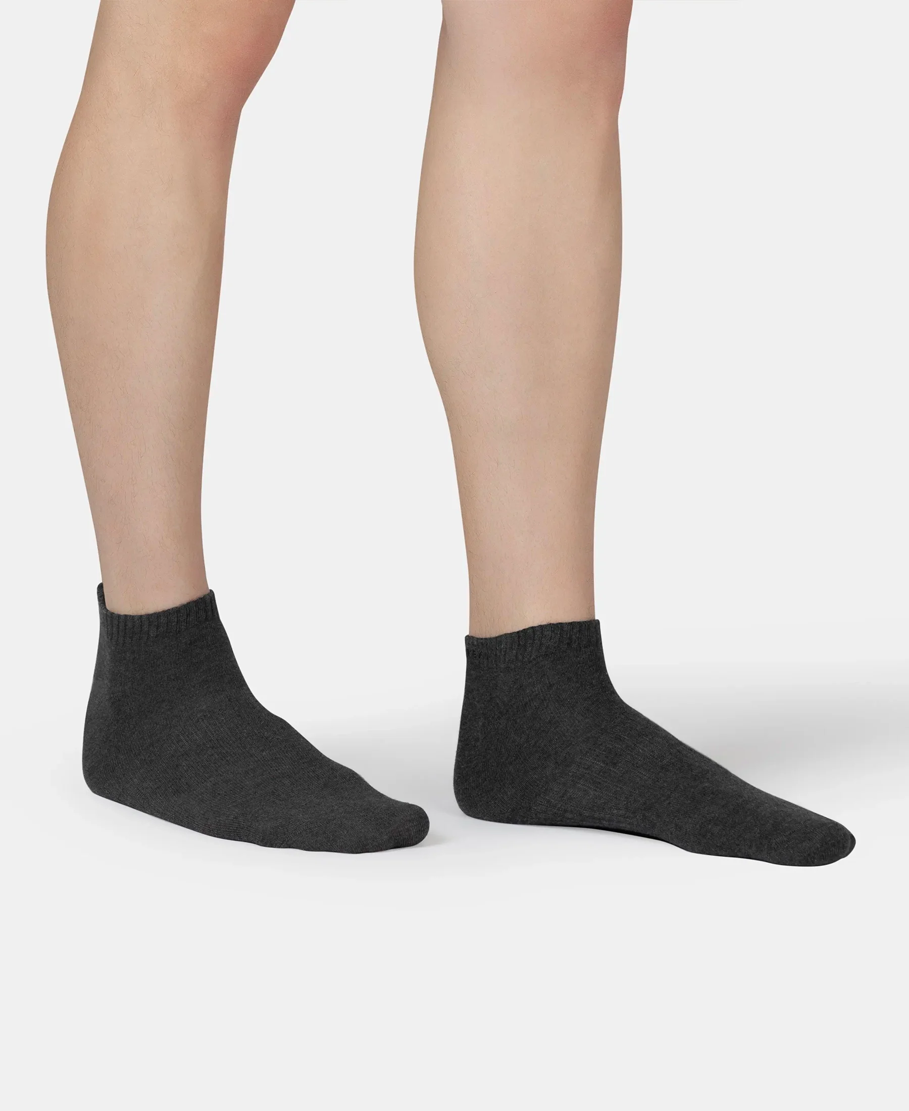 Compact Cotton Elastane Stretch Low Show Socks With StayFresh Treatment - Black, White, Navy, Mid Grey & Charcoal Melange (Pack of 5) - Image 16