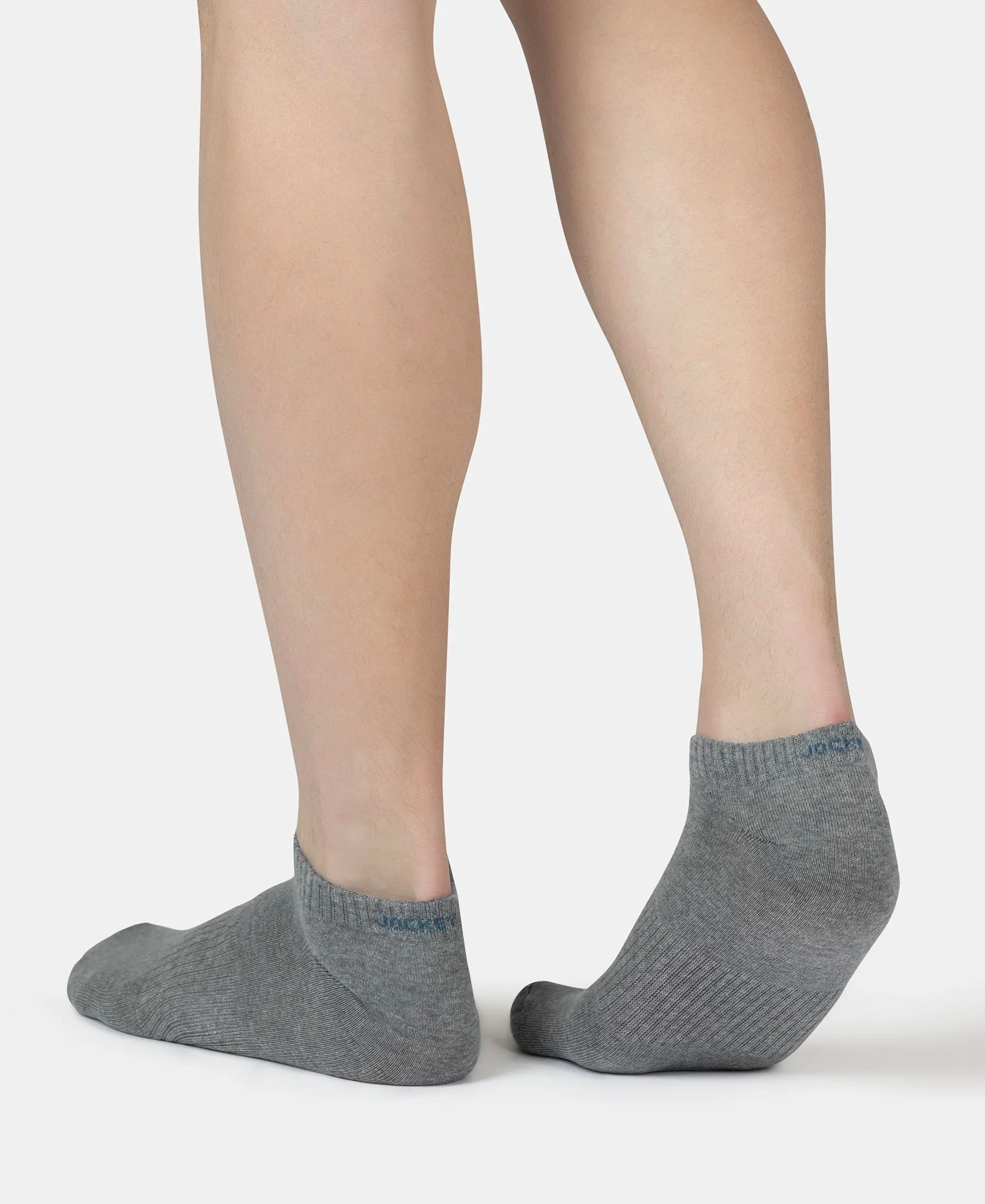Compact Cotton Elastane Stretch Low Show Socks With StayFresh Treatment - Navy, Grey Melange & Stellar (Pack of 3) - Image 4