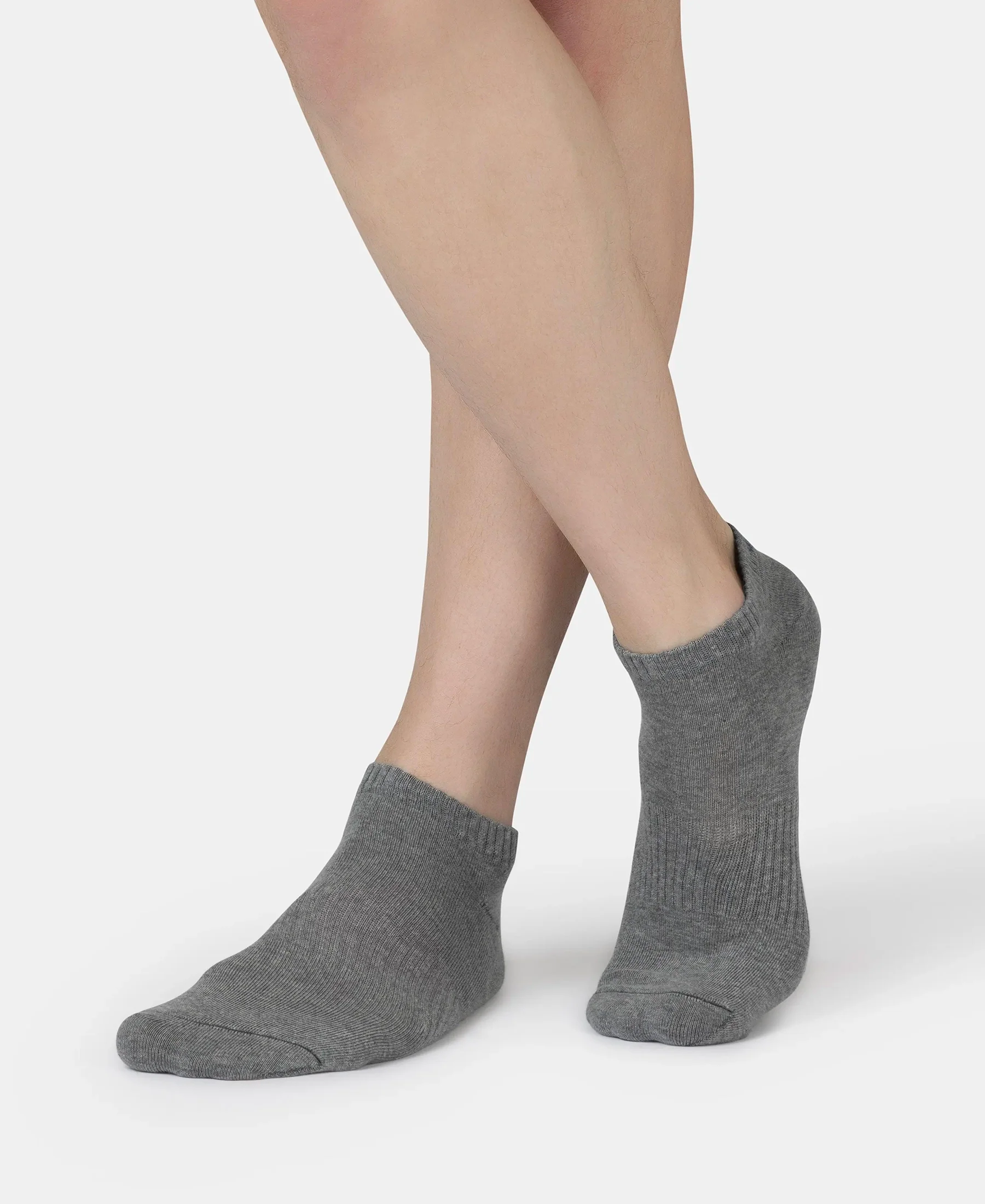 Compact Cotton Elastane Stretch Low Show Socks With StayFresh Treatment - Navy, Grey Melange & Stellar (Pack of 3) - Image 6