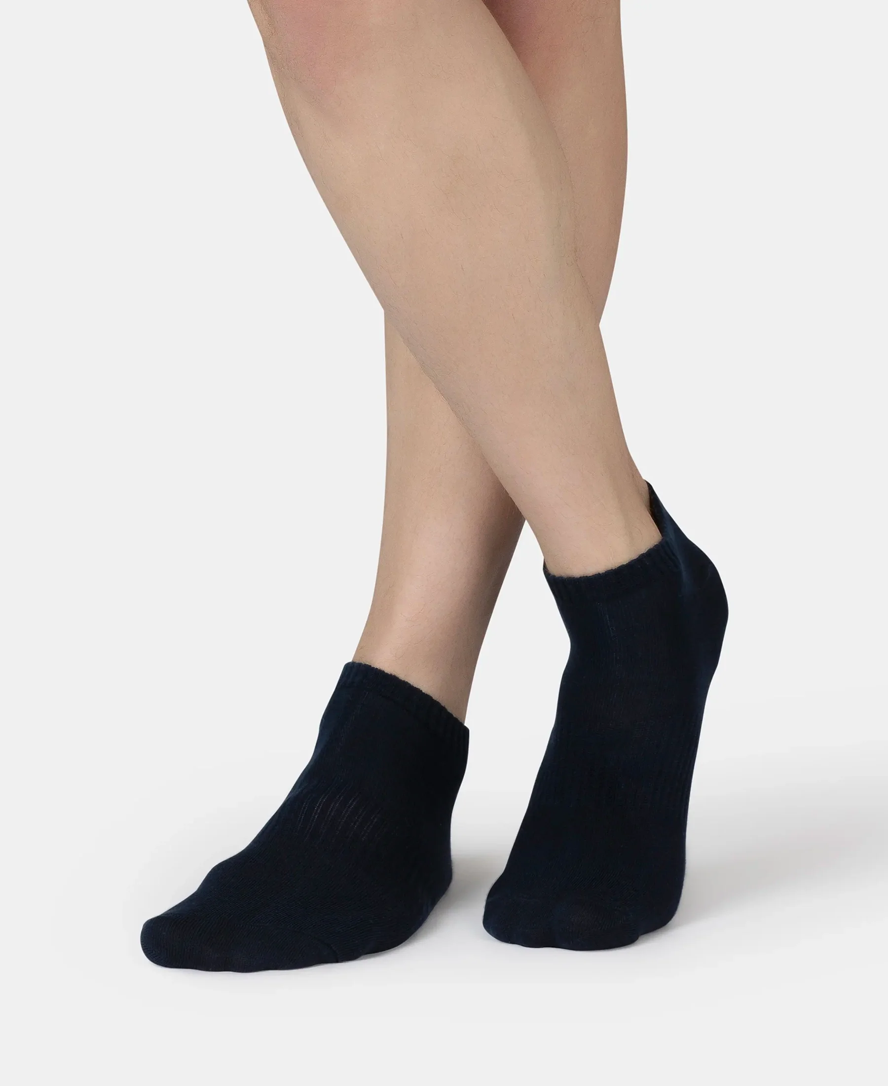 Compact Cotton Elastane Stretch Low Show Socks With StayFresh Treatment - Navy, Grey Melange & Stellar (Pack of 3) - Image 7