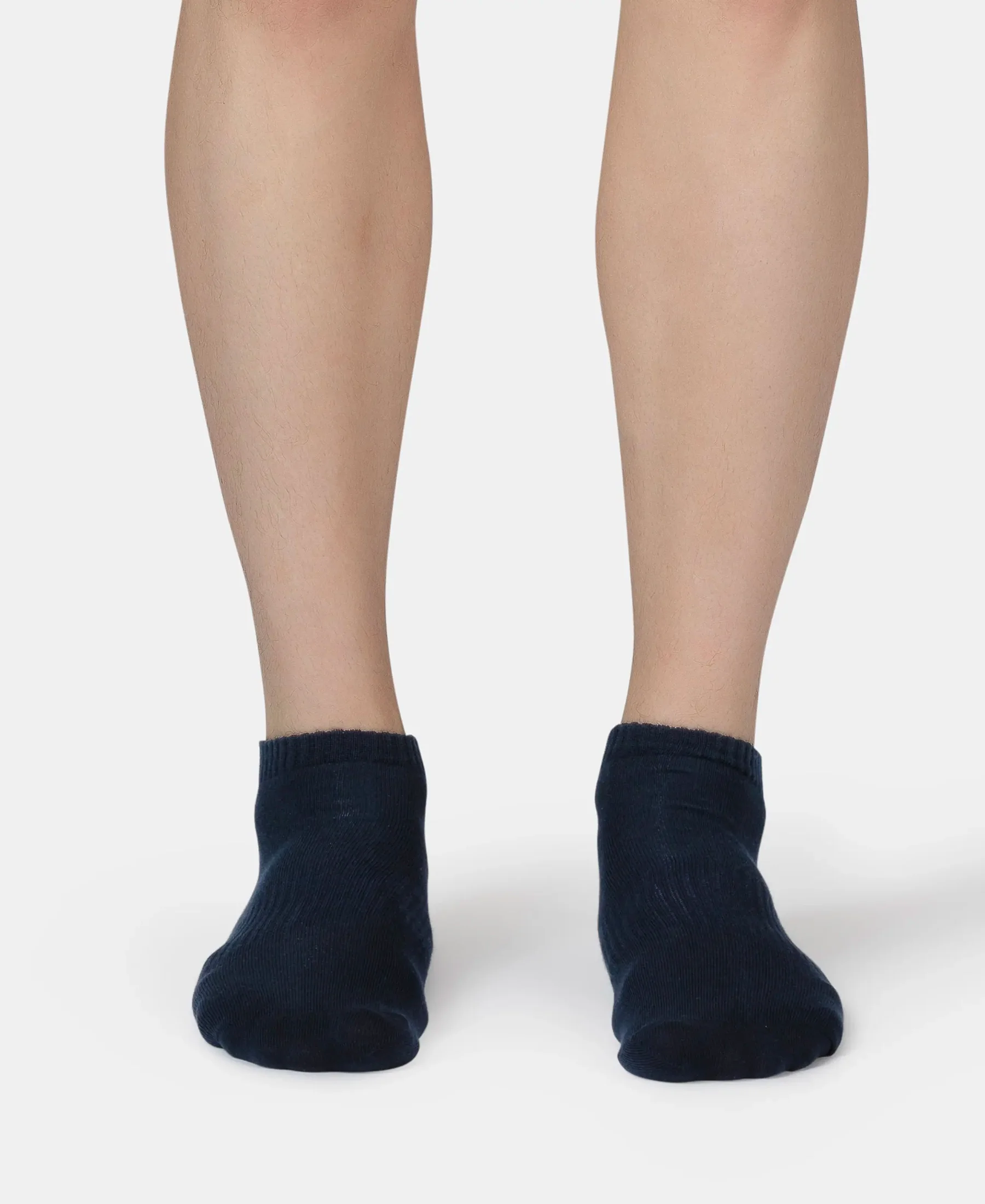 Compact Cotton Elastane Stretch Low Show Socks With StayFresh Treatment - Navy, Grey Melange & Stellar (Pack of 3) - Image 8
