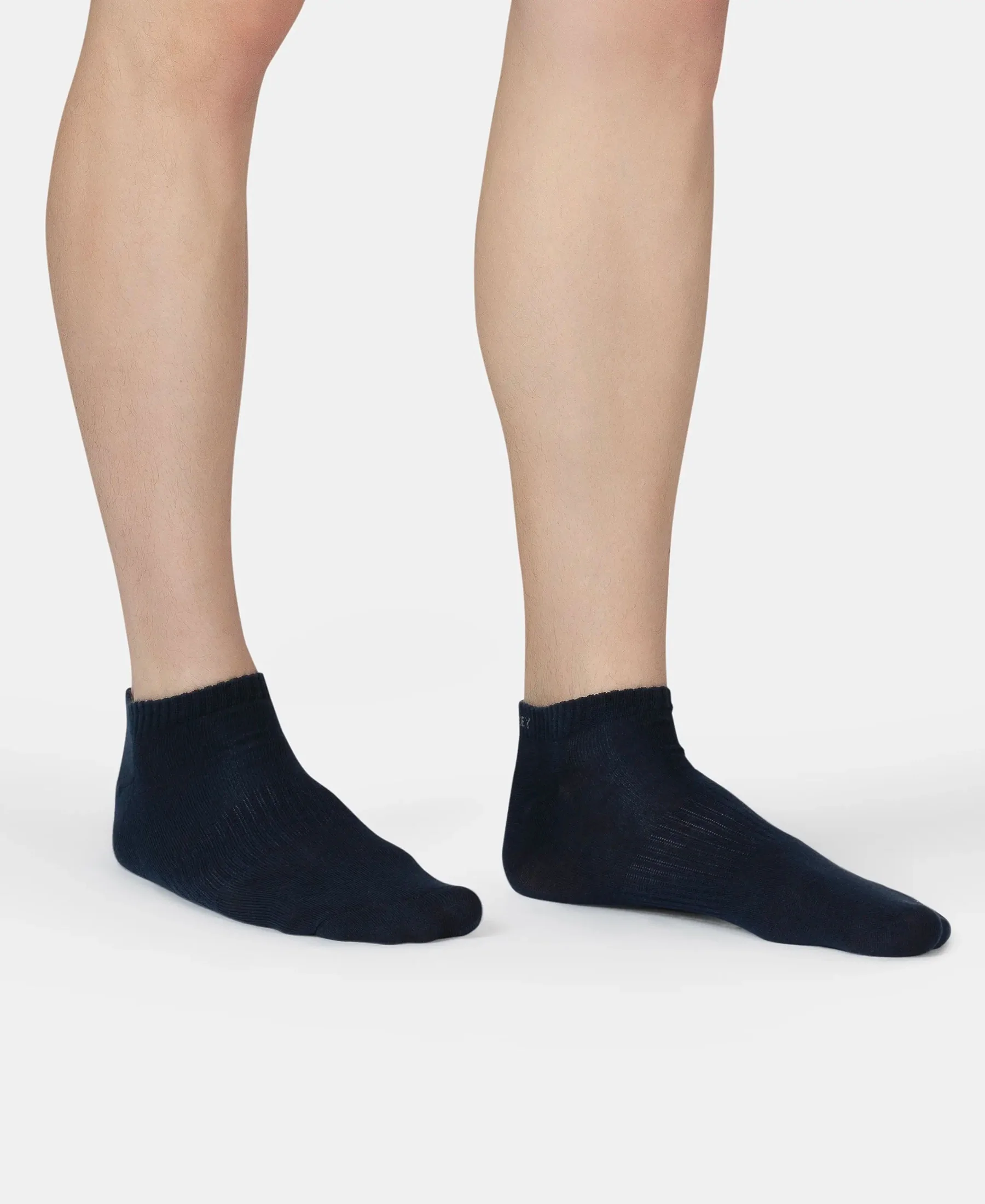 Compact Cotton Elastane Stretch Low Show Socks With StayFresh Treatment - Navy, Grey Melange & Stellar (Pack of 3) - Image 9