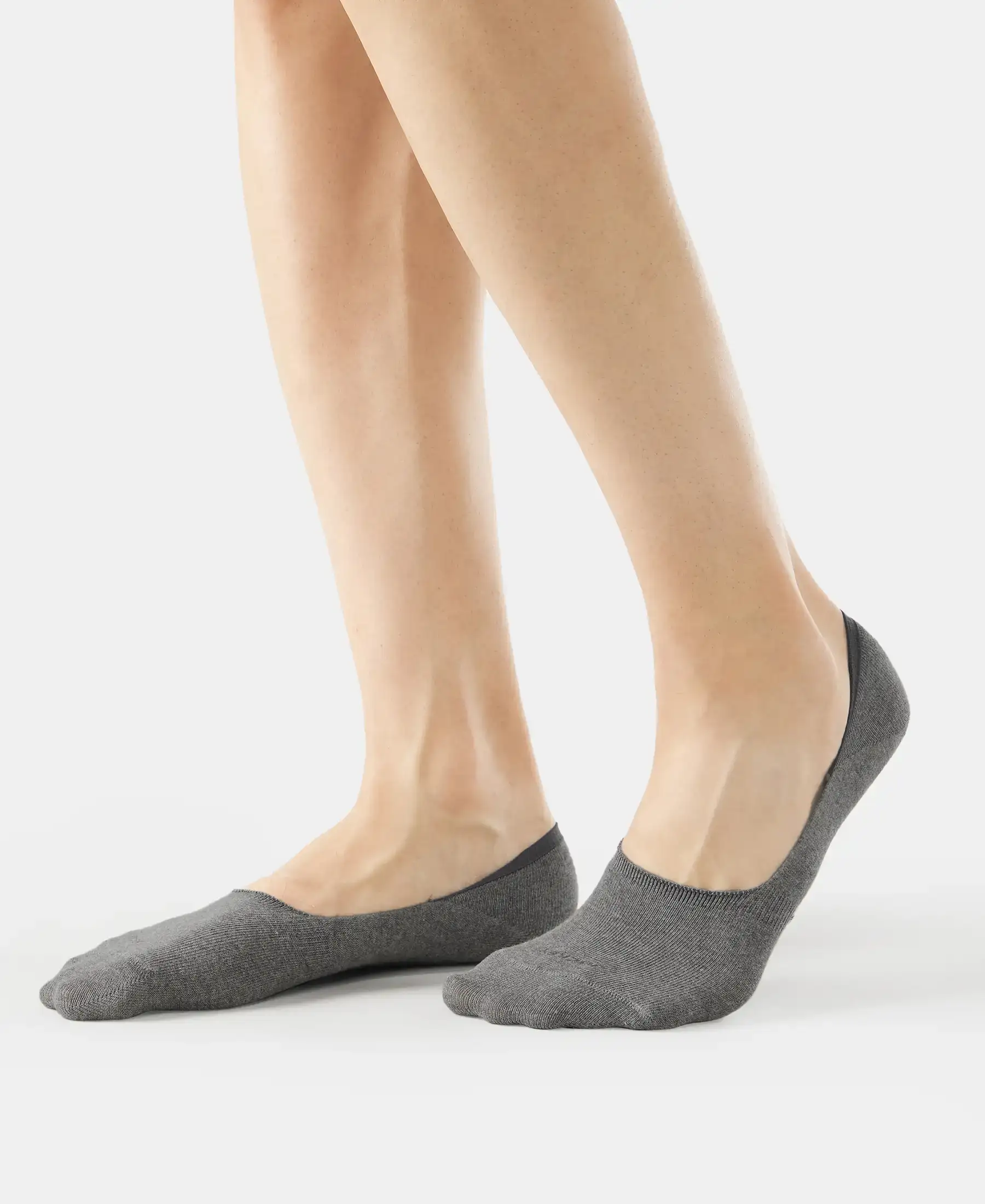 Compact Cotton Elastane Stretch No Show Socks With StayFresh Treatment - Black, Grey & Charcoal (Pack of 3) - Image 12