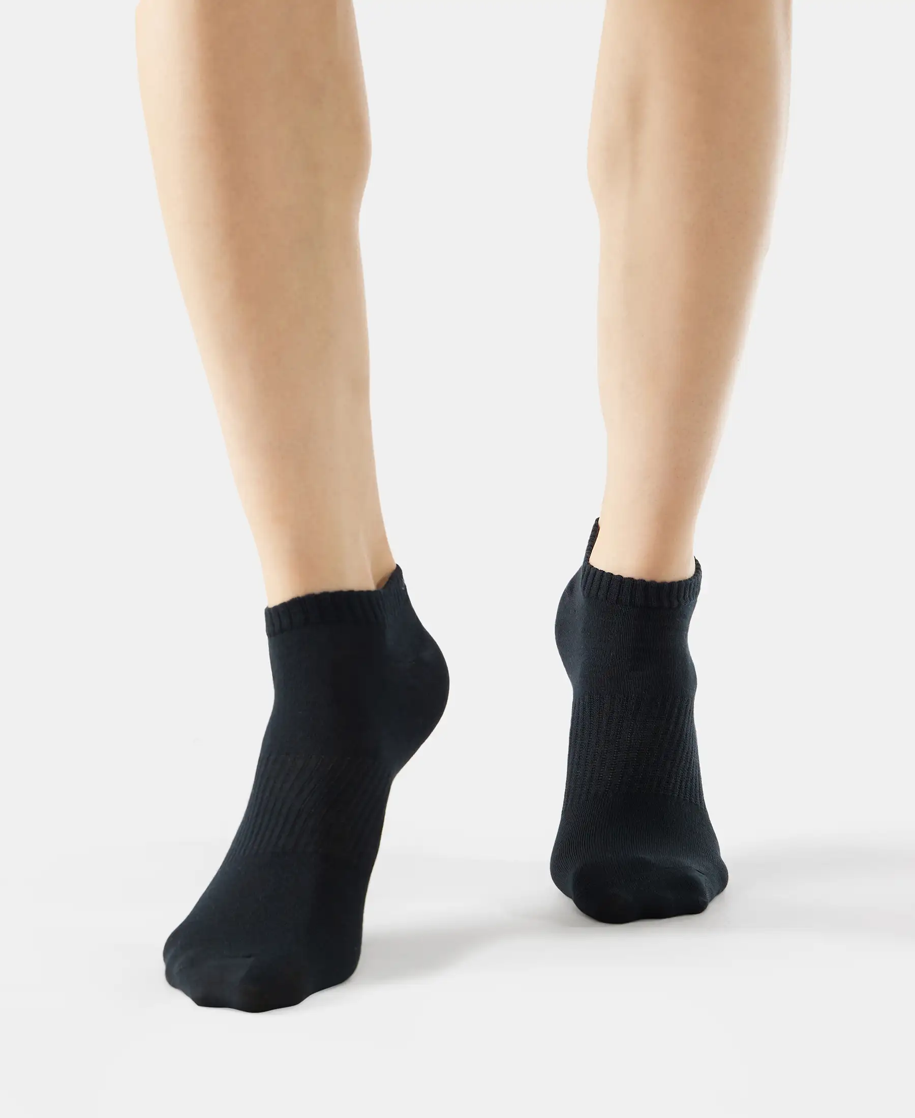 Compact Cotton Elastane Stretch Low Show Socks With StayFresh Treatment - Black - Image 2