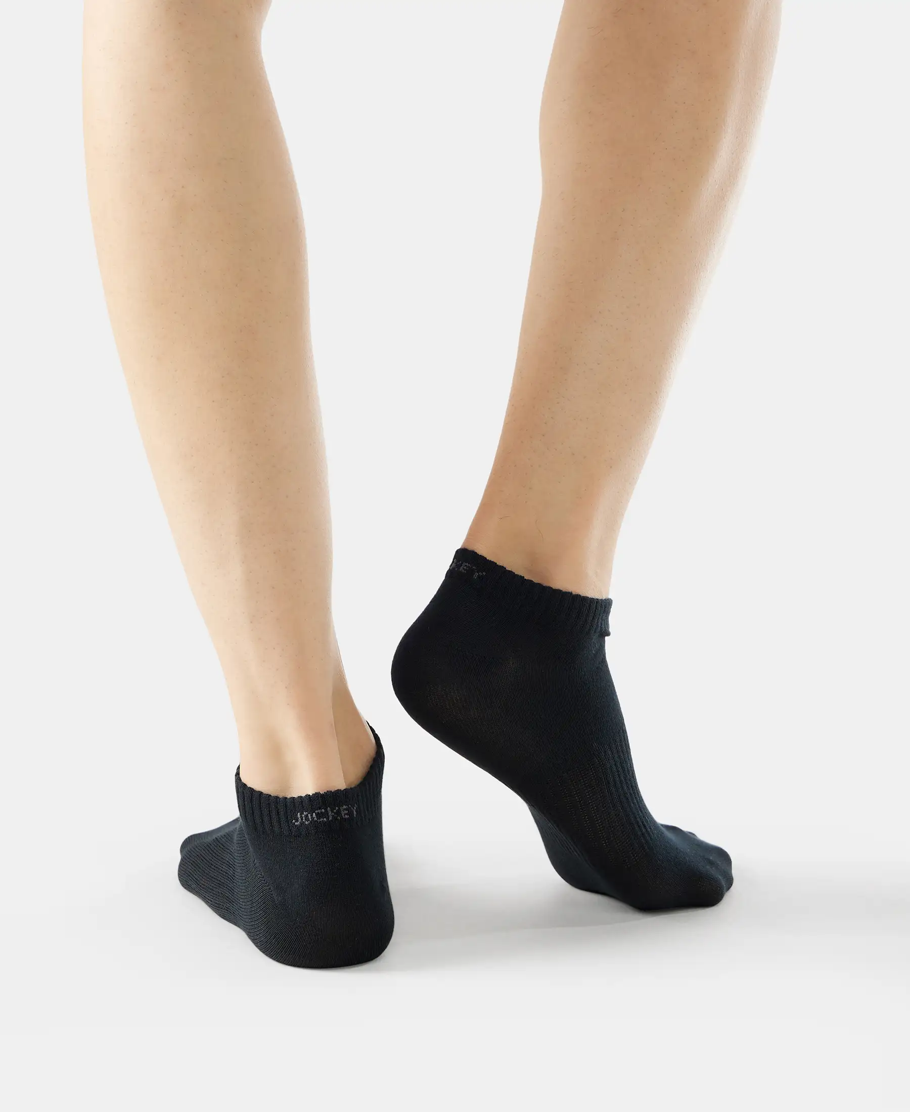 Compact Cotton Elastane Stretch Low Show Socks With StayFresh Treatment - Black - Image 6