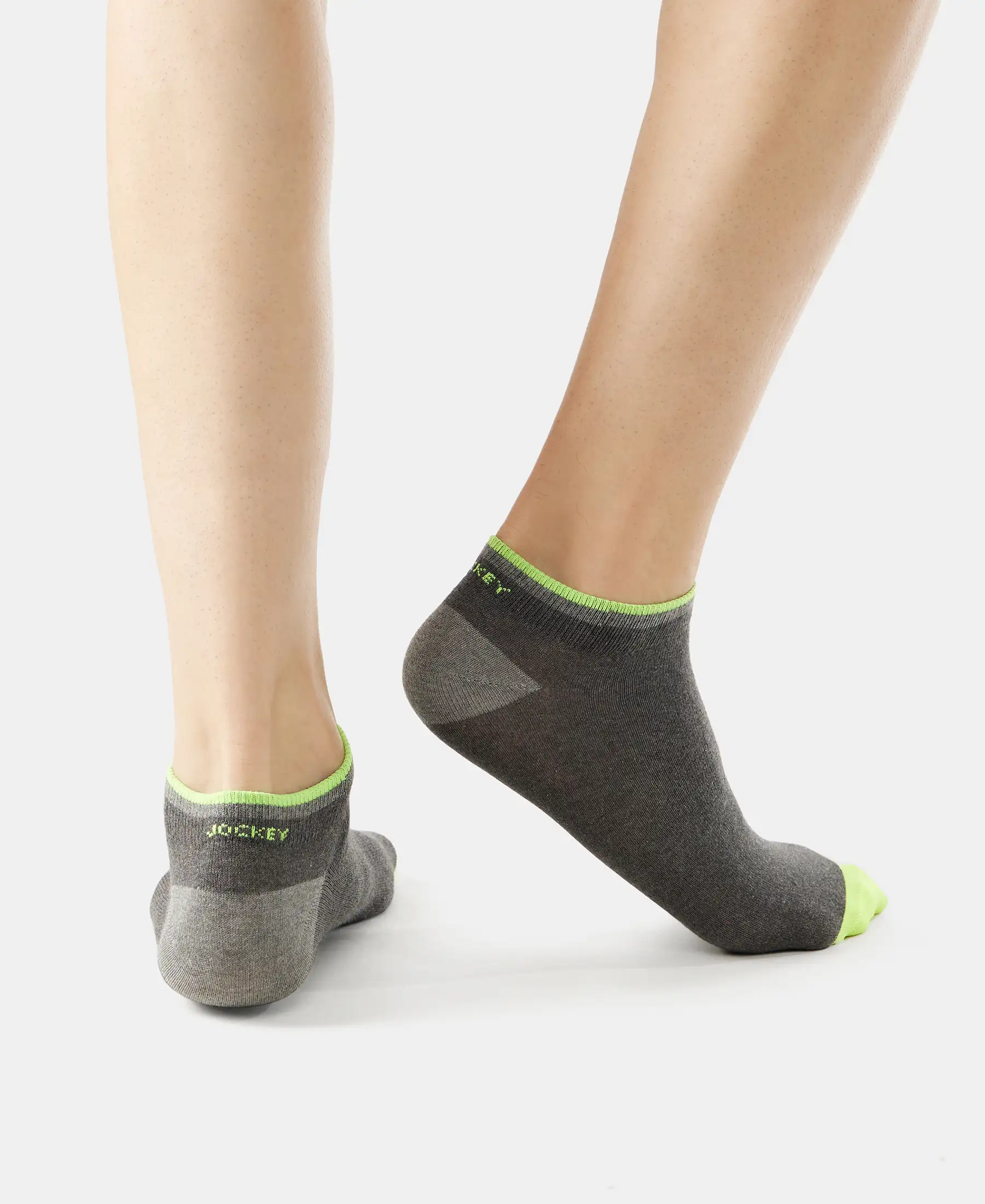 Compact Cotton Elastane Stretch Low Show Socks With StayFresh Treatment - Charcoal Melange (Pack of 2) - Image 10
