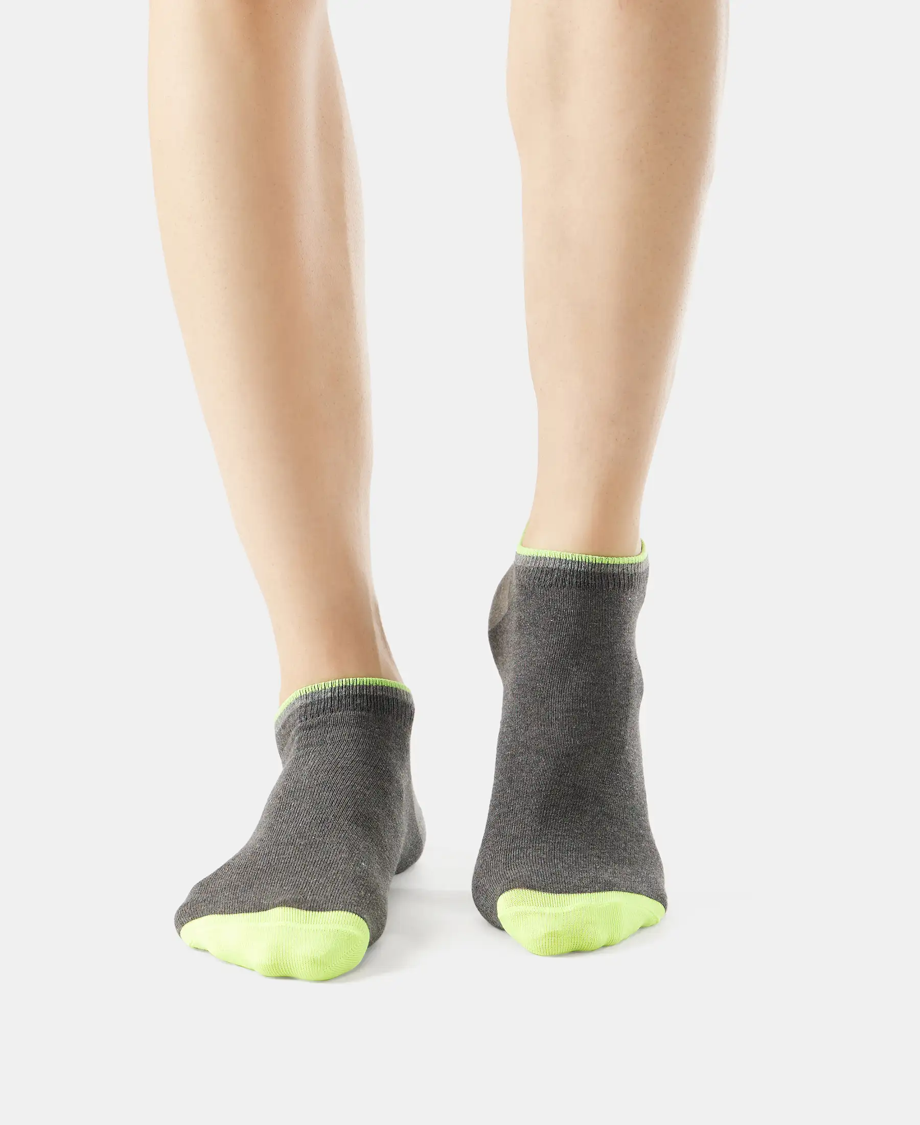 Compact Cotton Elastane Stretch Low Show Socks With StayFresh Treatment - Charcoal Melange (Pack of 2) - Image 3