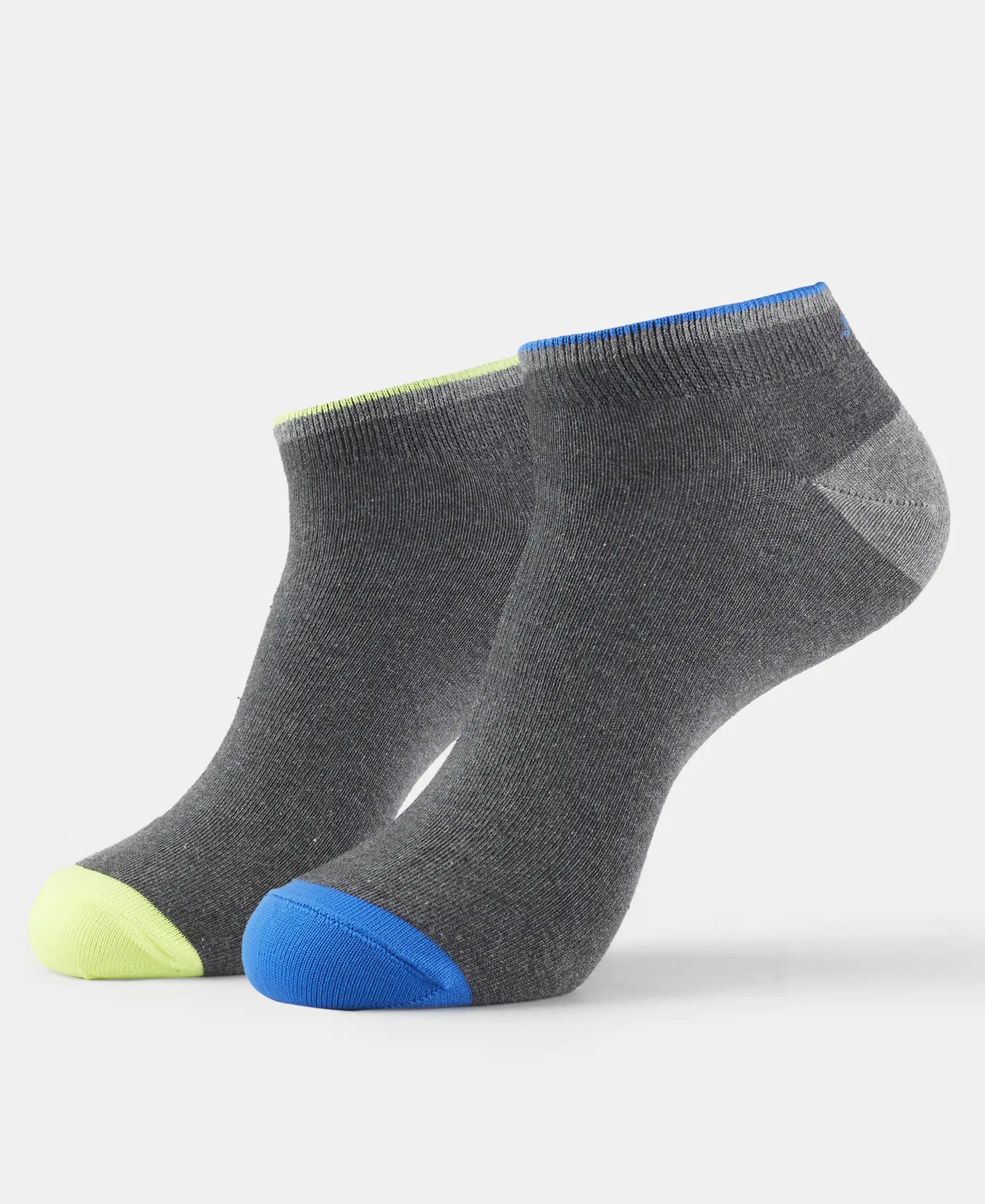 Compact Cotton Elastane Stretch Low Show Socks With StayFresh Treatment - Charcoal Melange (Pack of 2) - Image 5