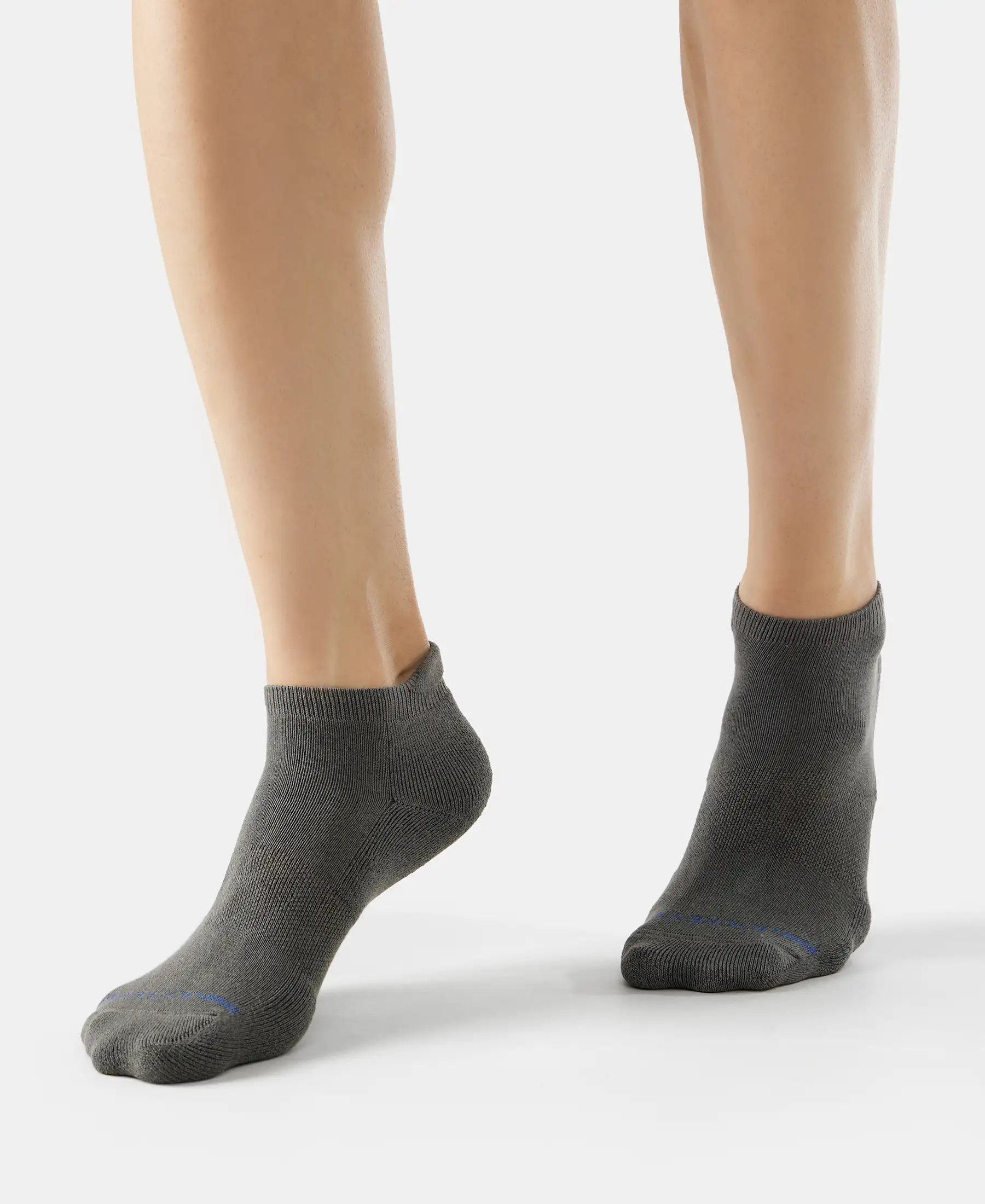 Compact Cotton Elastane Stretch Low Show Socks with StayFresh Treatment - Gunmetal (Pack of 2) - Image 7