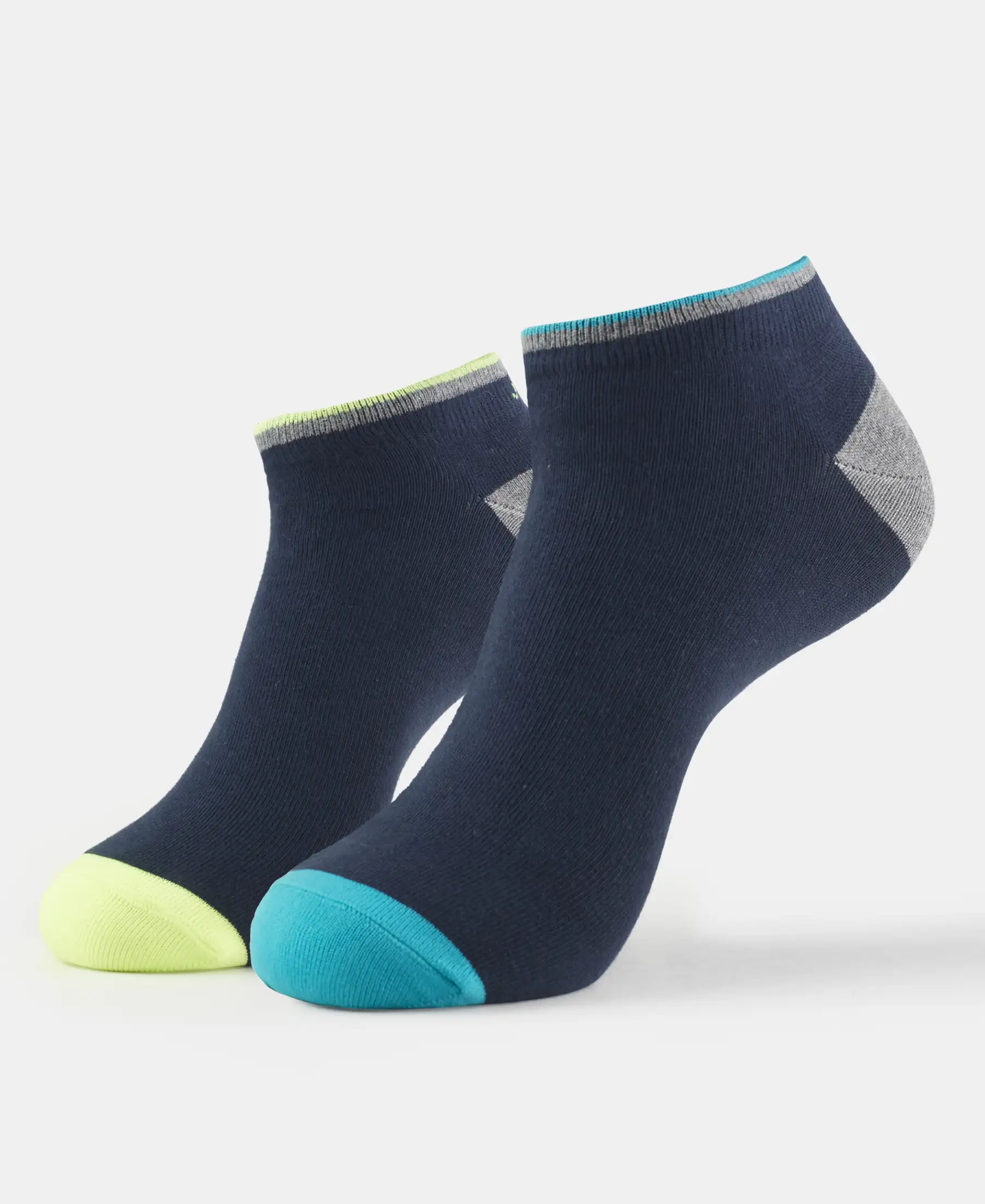 Compact Cotton Elastane Stretch Low Show Socks With StayFresh Treatment - Navy (Pack of 2) - Image 5
