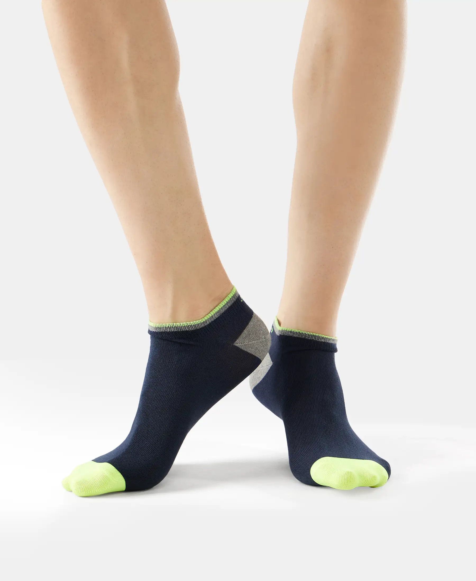 Compact Cotton Elastane Stretch Low Show Socks With StayFresh Treatment - Navy (Pack of 2) - Image 7
