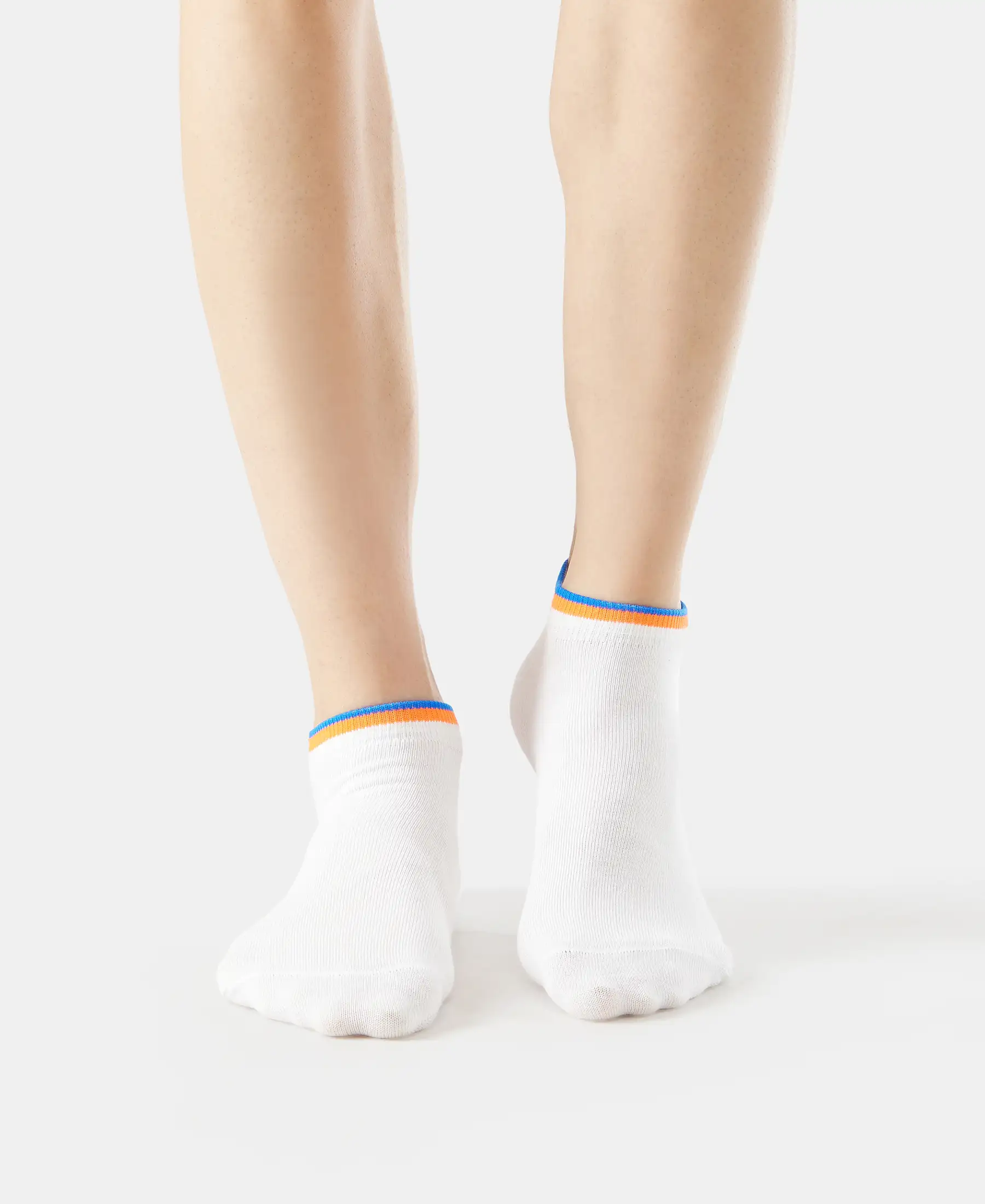 Compact Cotton Elastane Stretch Low Show Socks With StayFresh Treatment - White (Pack of 2) - Image 2